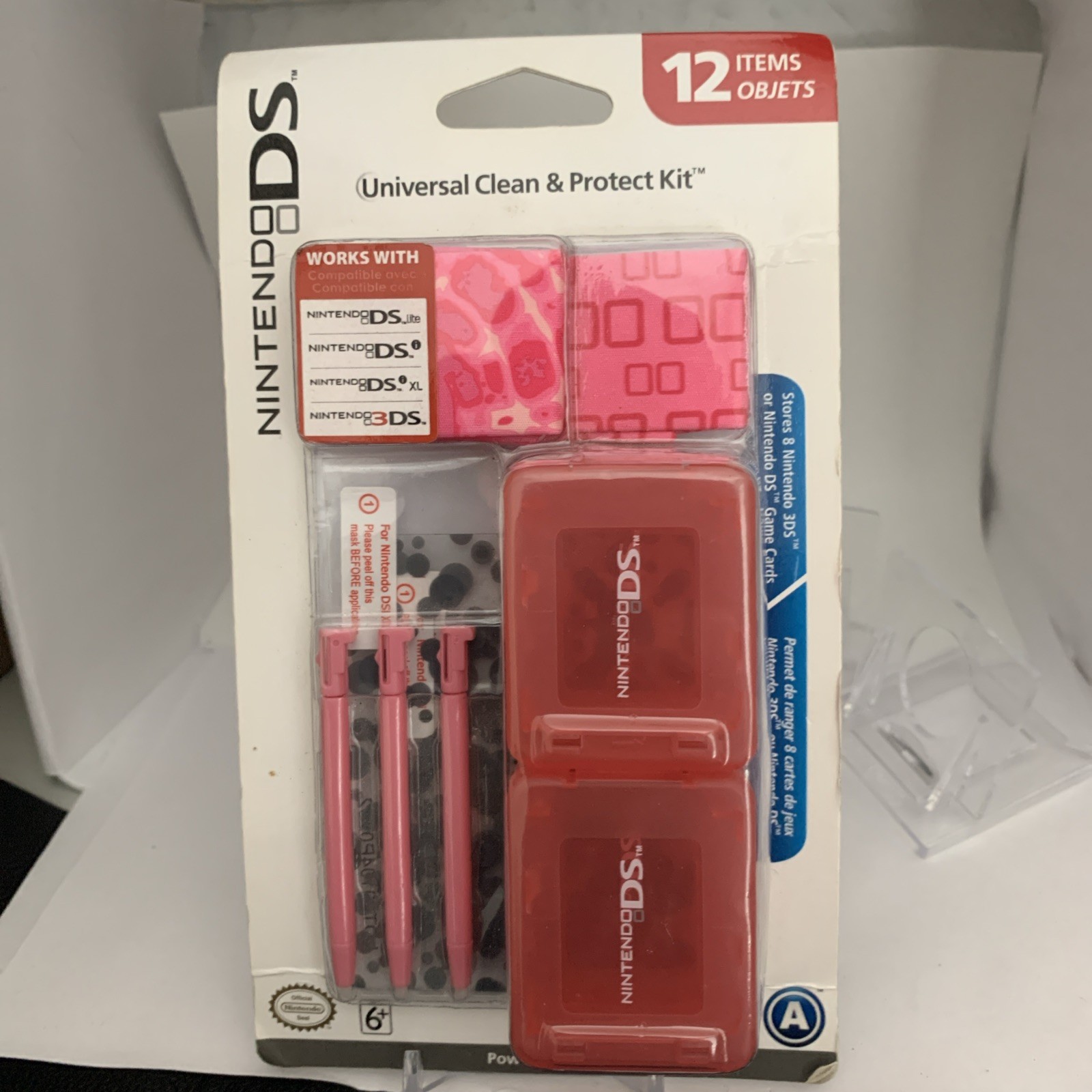Power A Nintendo DS Universal Clean & Protect Kit Pink Brand New Sylus Cart Case