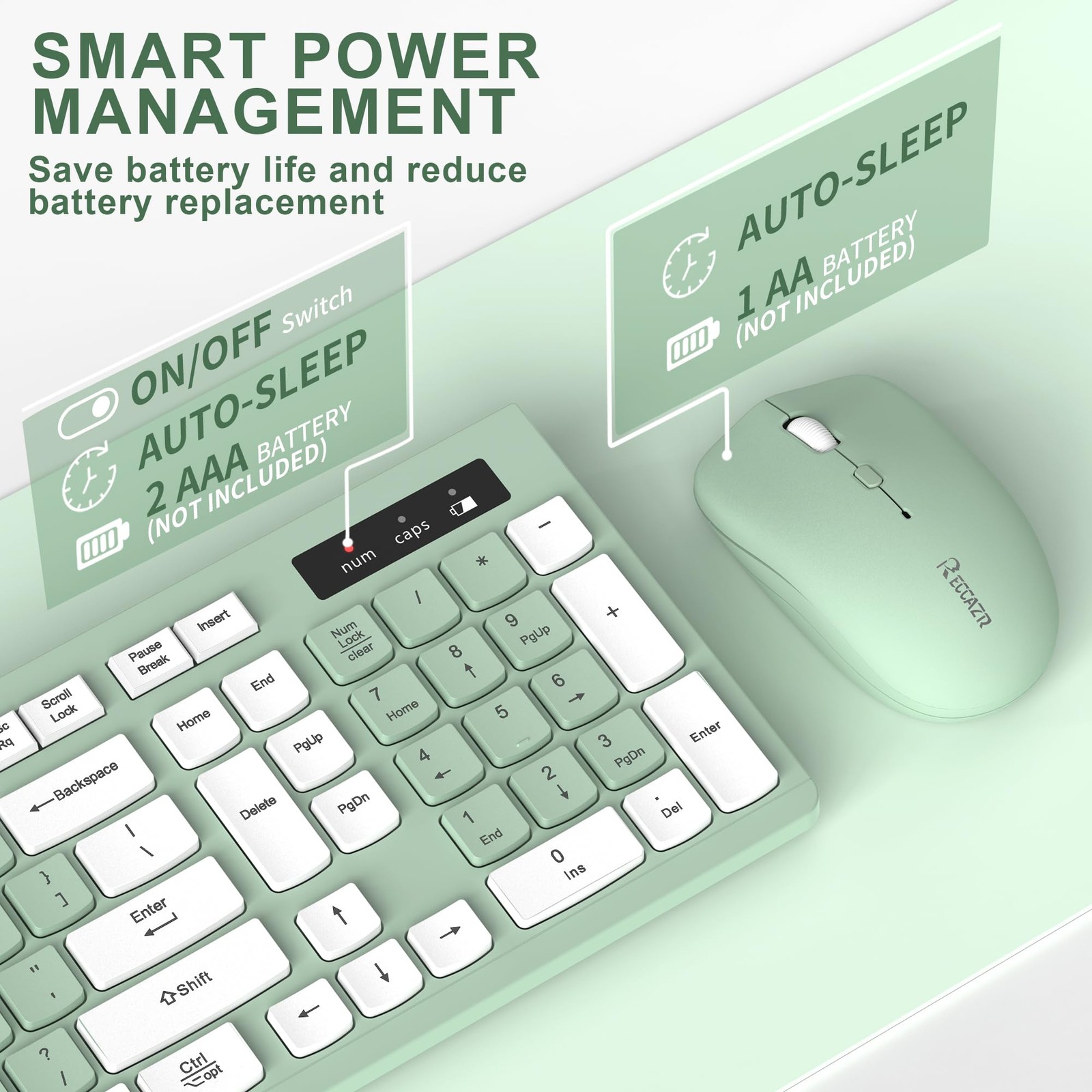 Wireless Keyboard and Mouse Combo Full-Sized Wireless Keyboard and Adjustable…