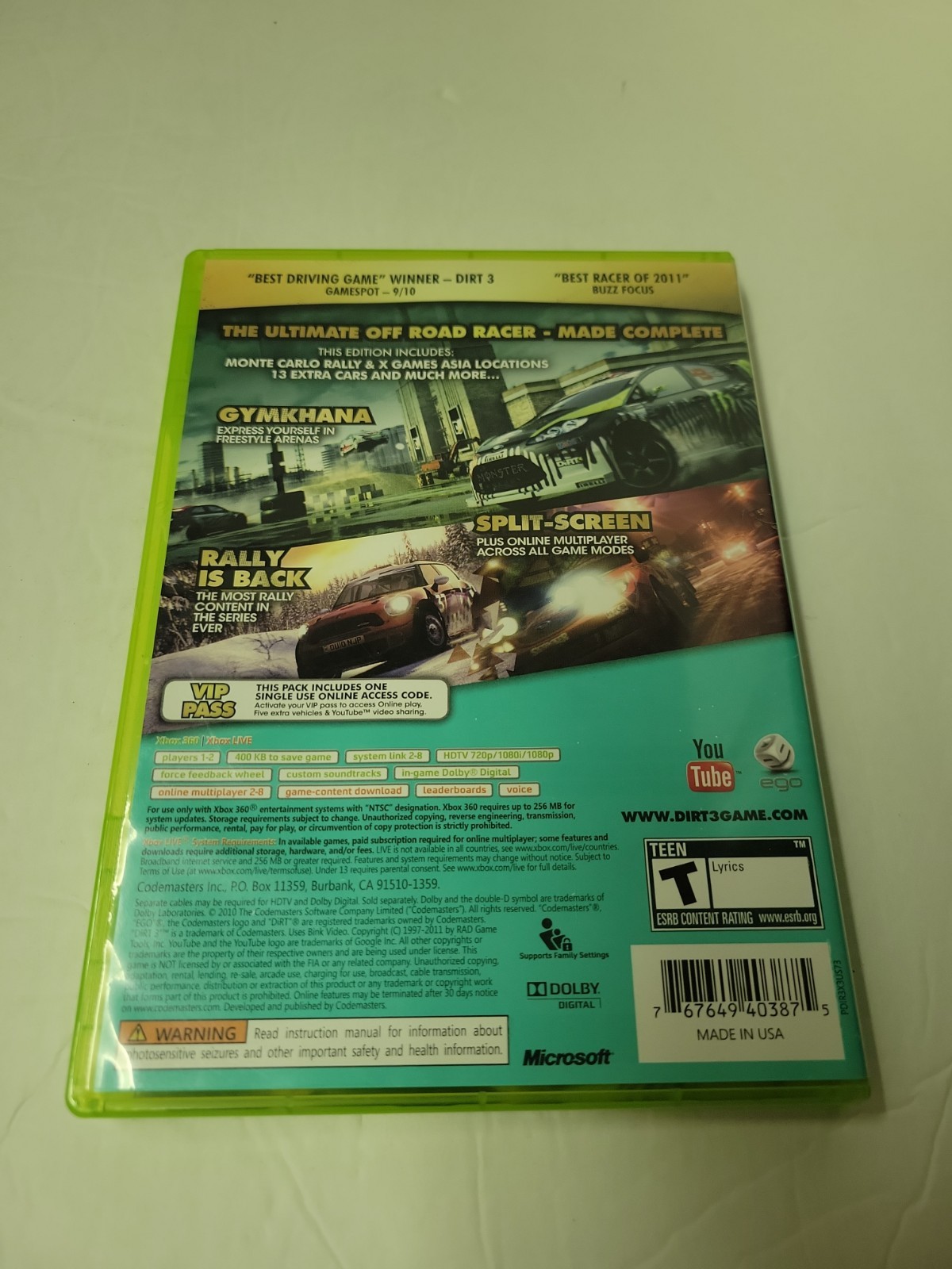DiRT 3 Complete Edition Xbox 360 Complete W/ Manual CIB Tested