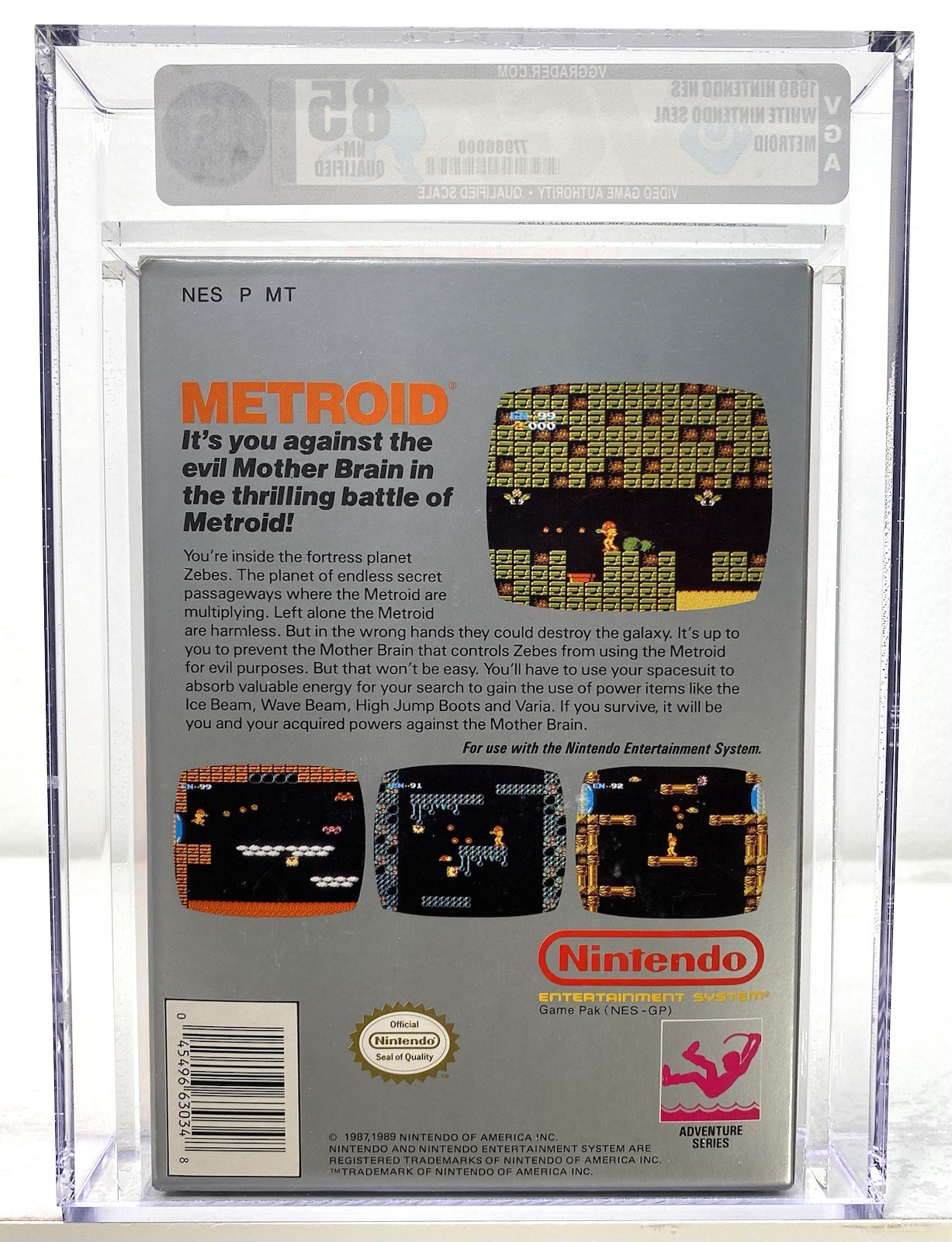 Metroid Nintendo NES New 1989 VGA Q 85 Archival Qualified White Oval Seal