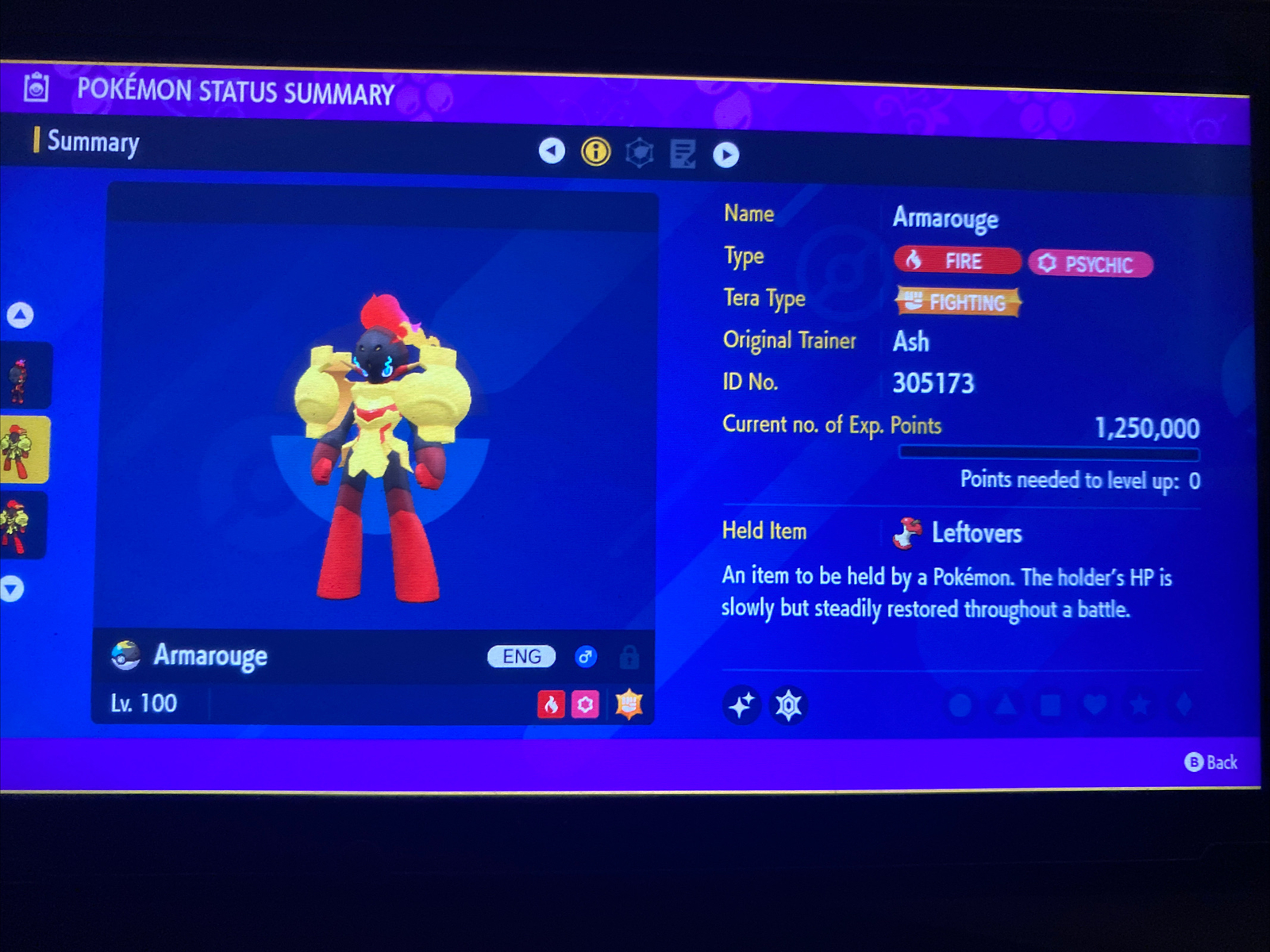 Pokemon Scarlet And Violet Shiny Armarouge 6IV Battle Ready Fast Delivery
