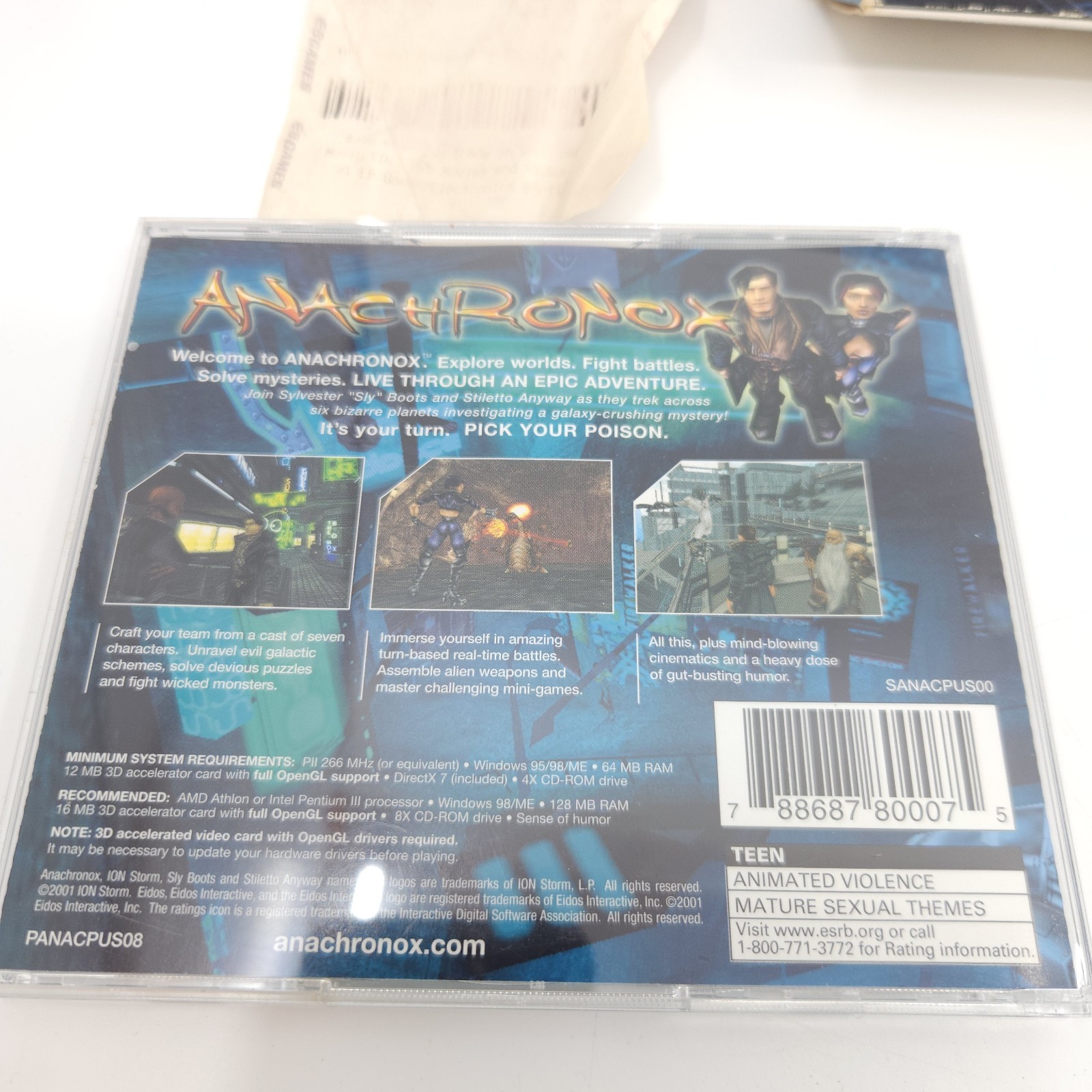 Anachronox – Big Box – PC Game – Complete CIB + Original Receipt – 2001 – EIDOS