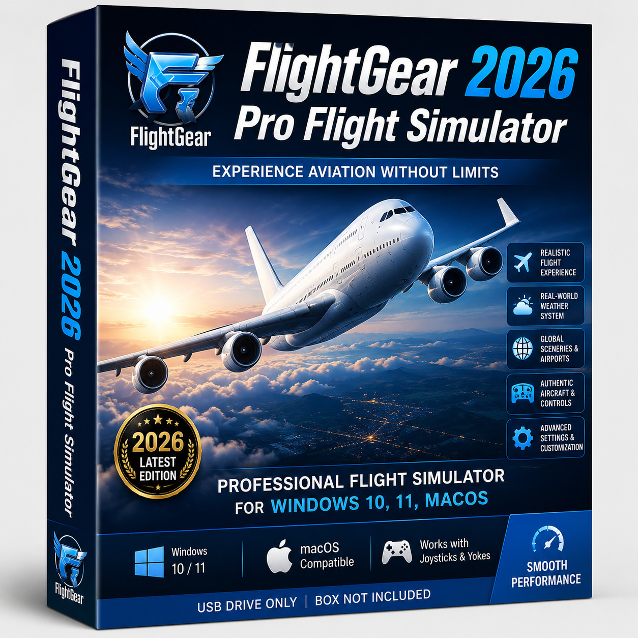 Flight Gear 2026 – Professional Flight Simulator Software – Windows & Mac ~ DVD