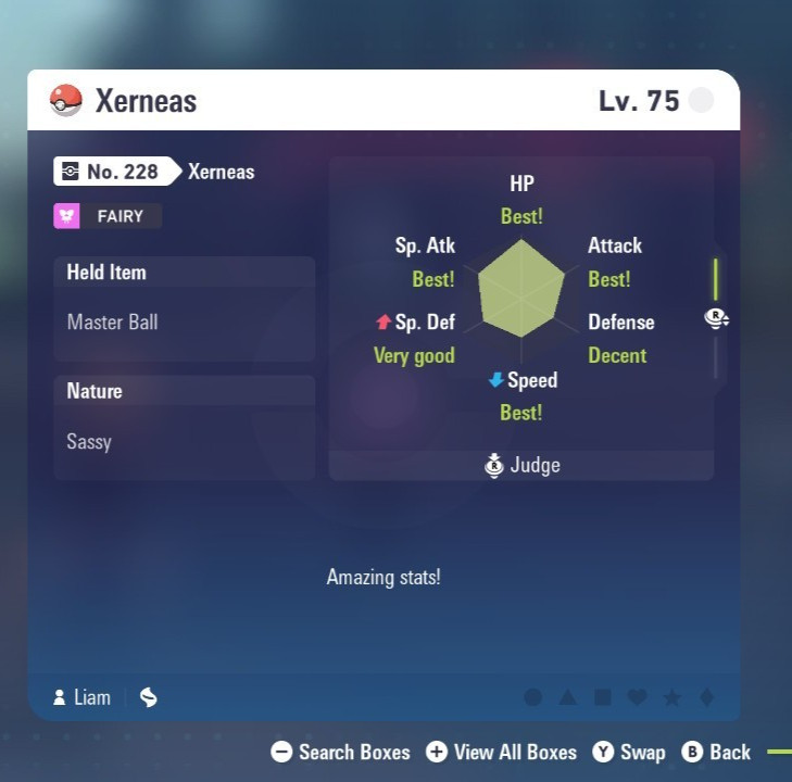 Xerneas Legendary Pokemon Non Shiny Lv. 75 Regular Pokémon Legends: Z-A ZA PLZA