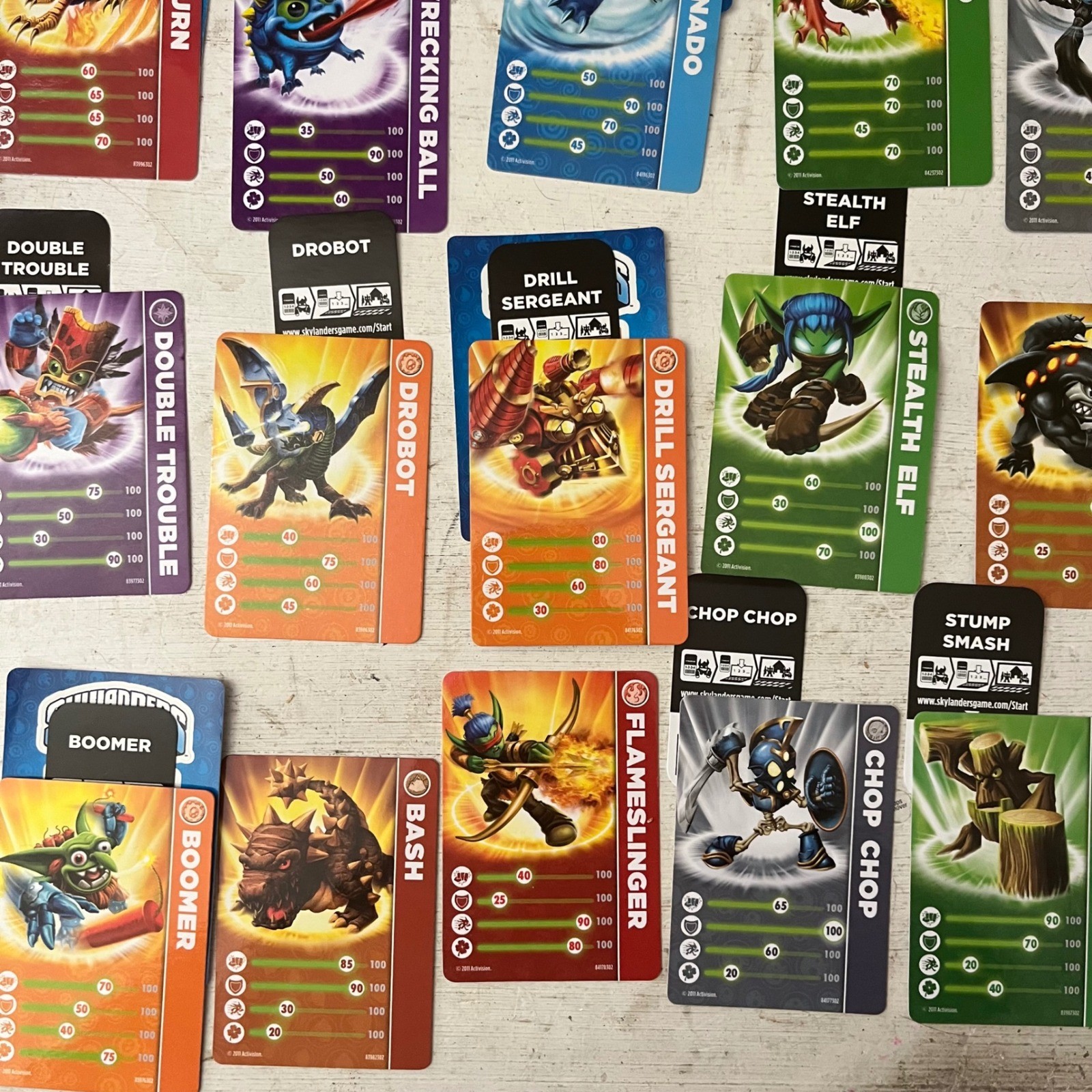 Lot of 22 Skylanders SPYROS ADVENTURE #1 Character Cards & Codes Stickers