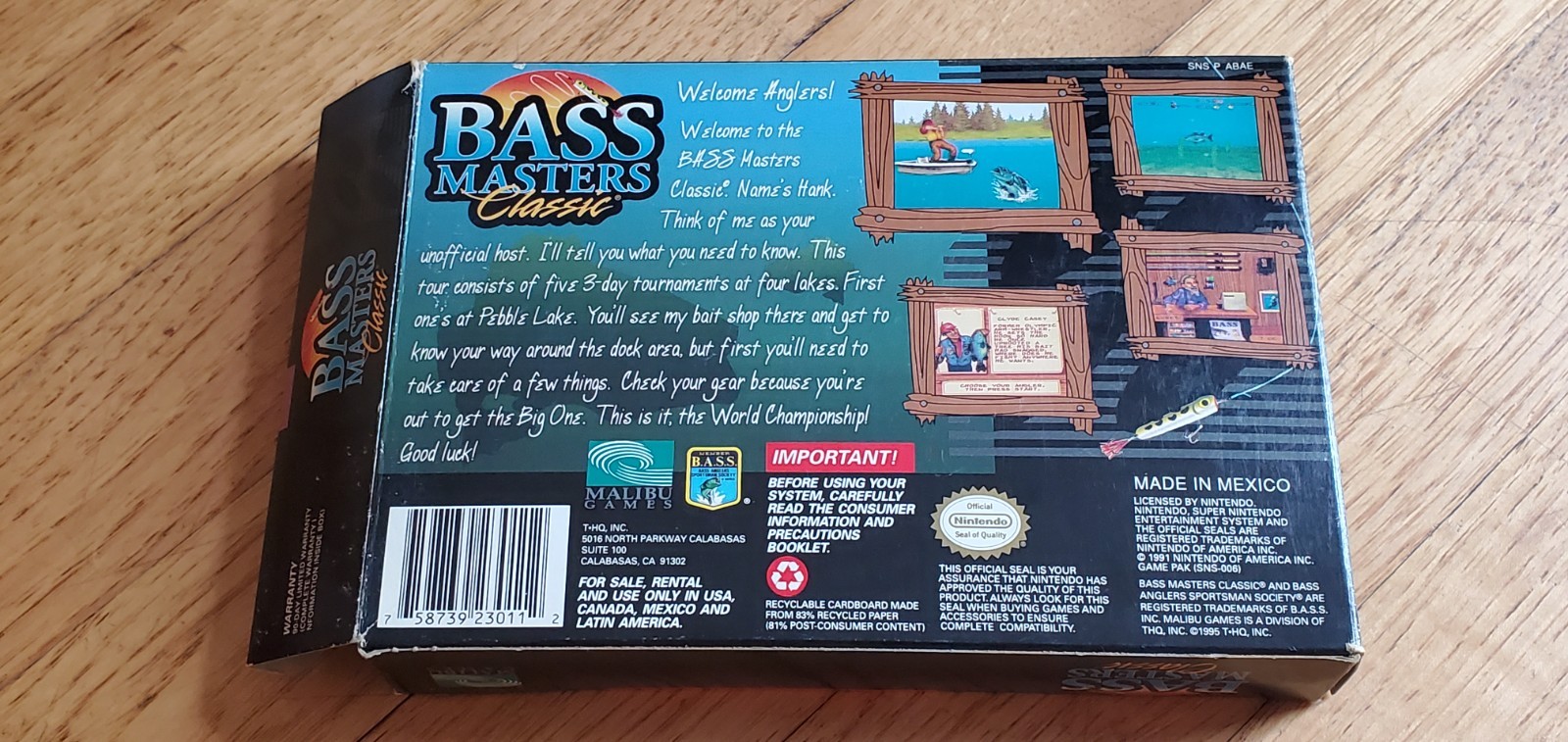 Bass Masters Classic Super Nintendo SNES Complete in Box CIB Manual & Inserts !!