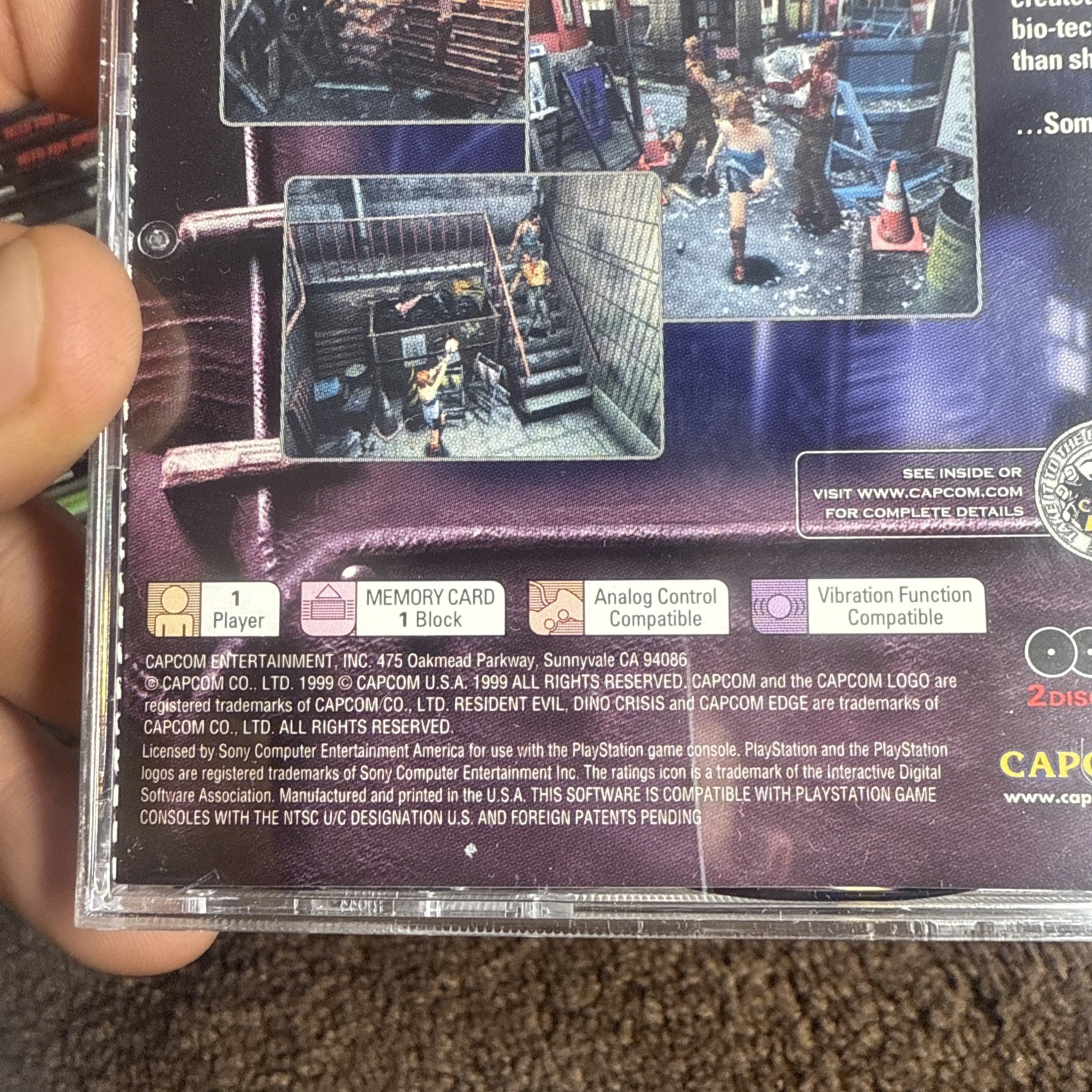 Resident Evil 3 Nemesis PS1 PlayStation 1 Complete CIB & 2 MINT Condition Discs!