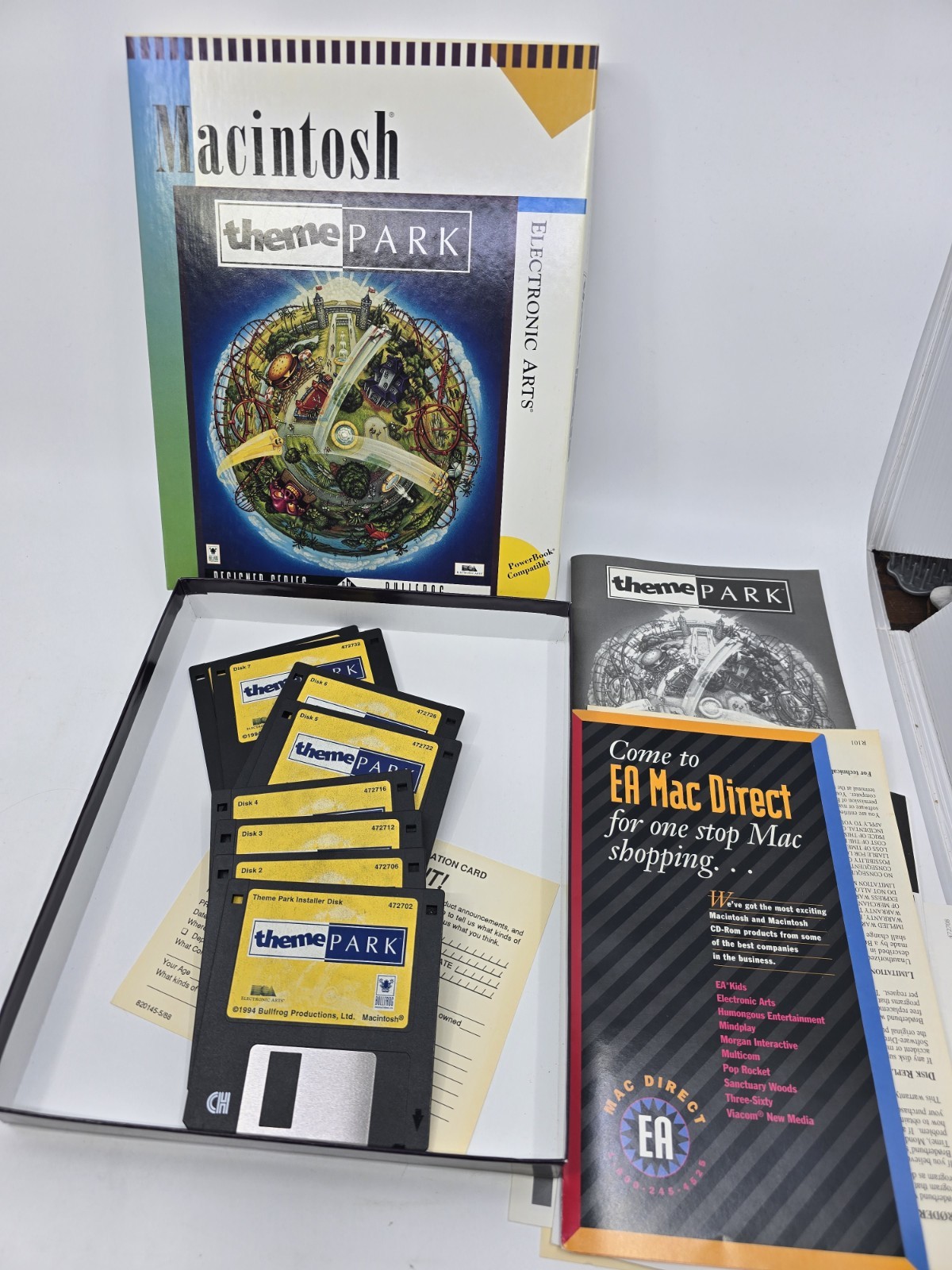 Theme Park Macintosh VTG 994 Electronic Arts Computer Game COMPLETE Discs