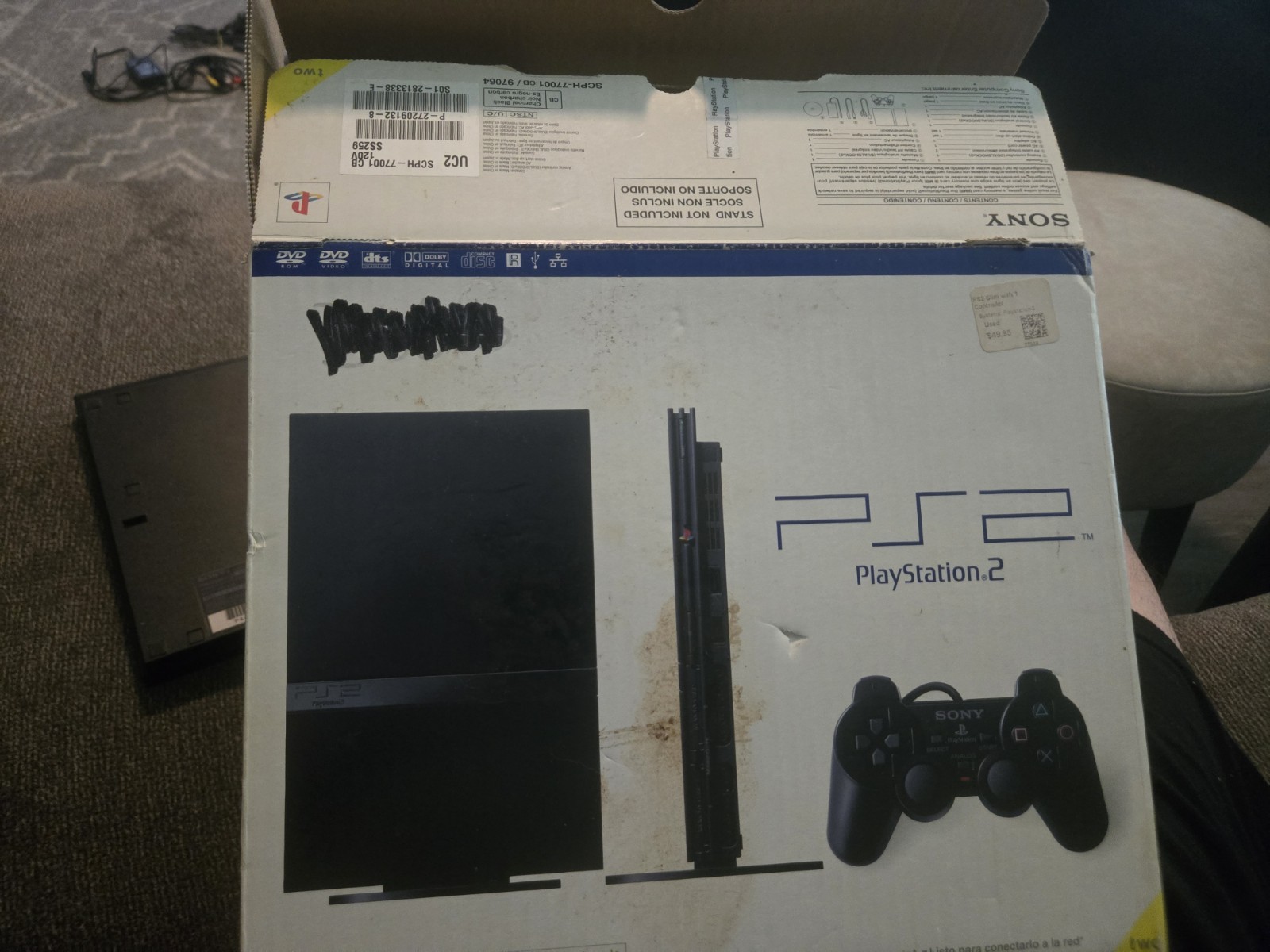 Sony PlayStation 2 PS2 Slim Silver Console Complete. Tested Working Read