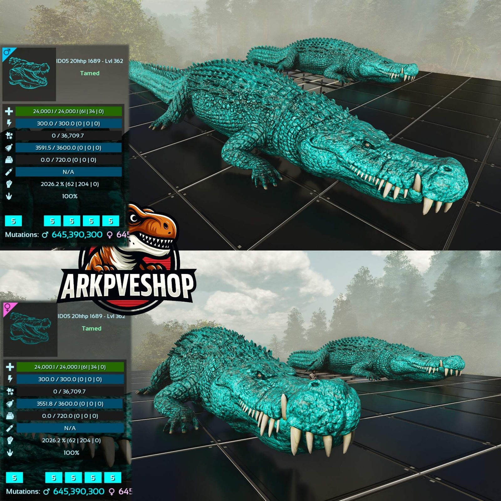 ASA PVE 🦖ARK Survival Ascended Deinosuchus Deino 2026m or 2428m Red Variant