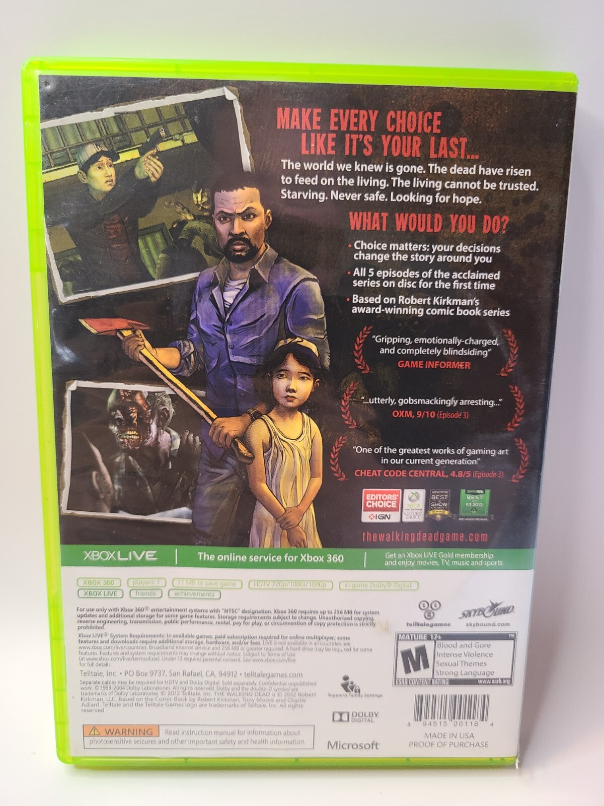 The Walking Dead: A Telltale Games Series (Microsoft Xbox 360, 2012)