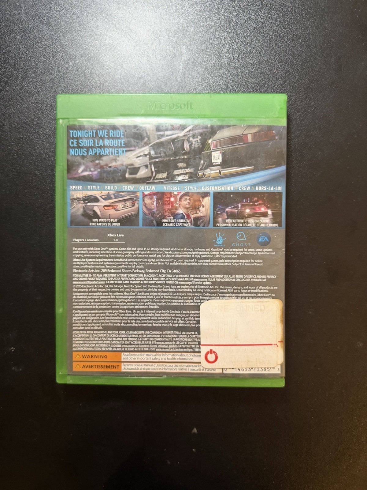 Electronic Arts Need for Speed Xbox One Racing Car Racing Online Play T