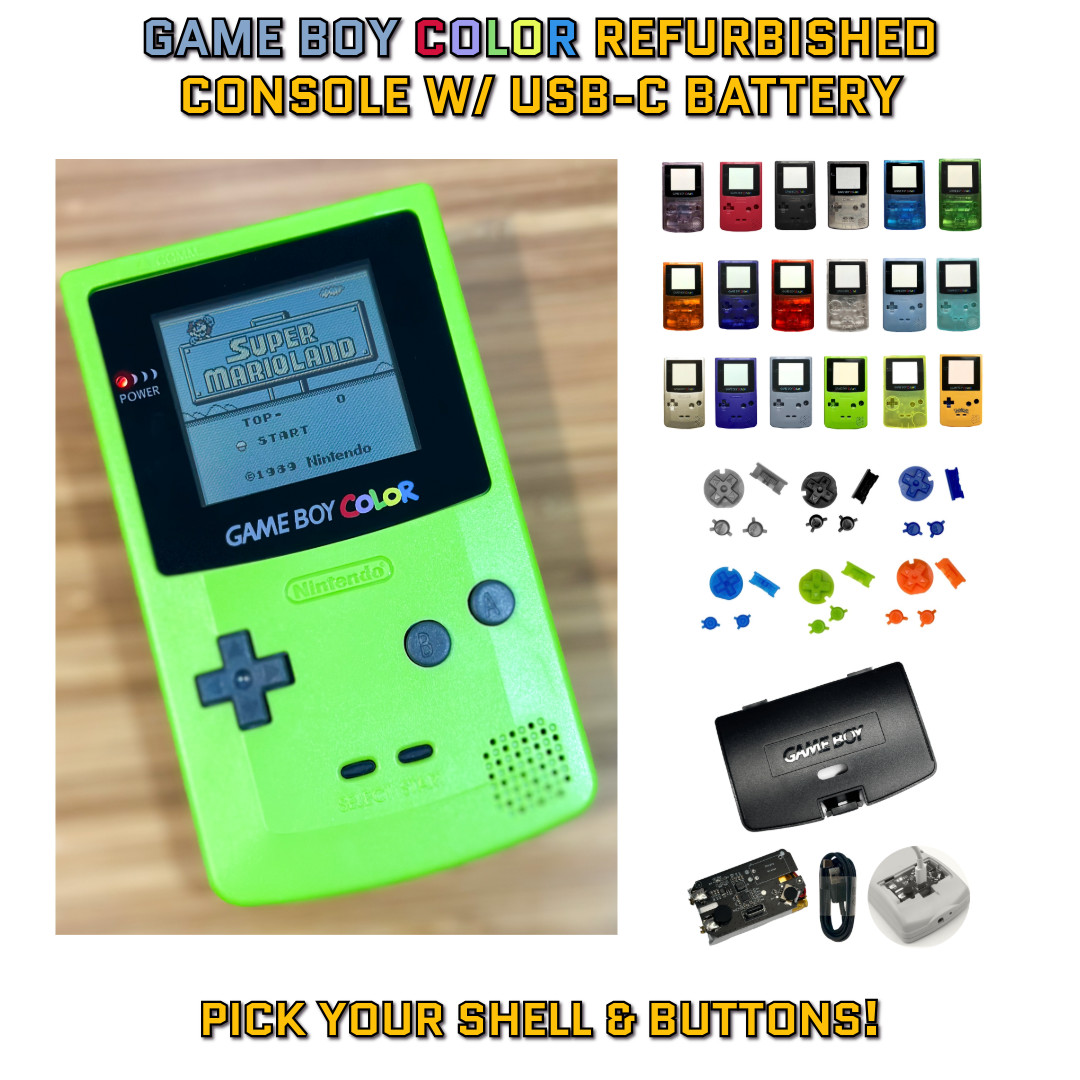 Nintendo Game Boy Color GBC System Console – Refurbished – USB-C Battery