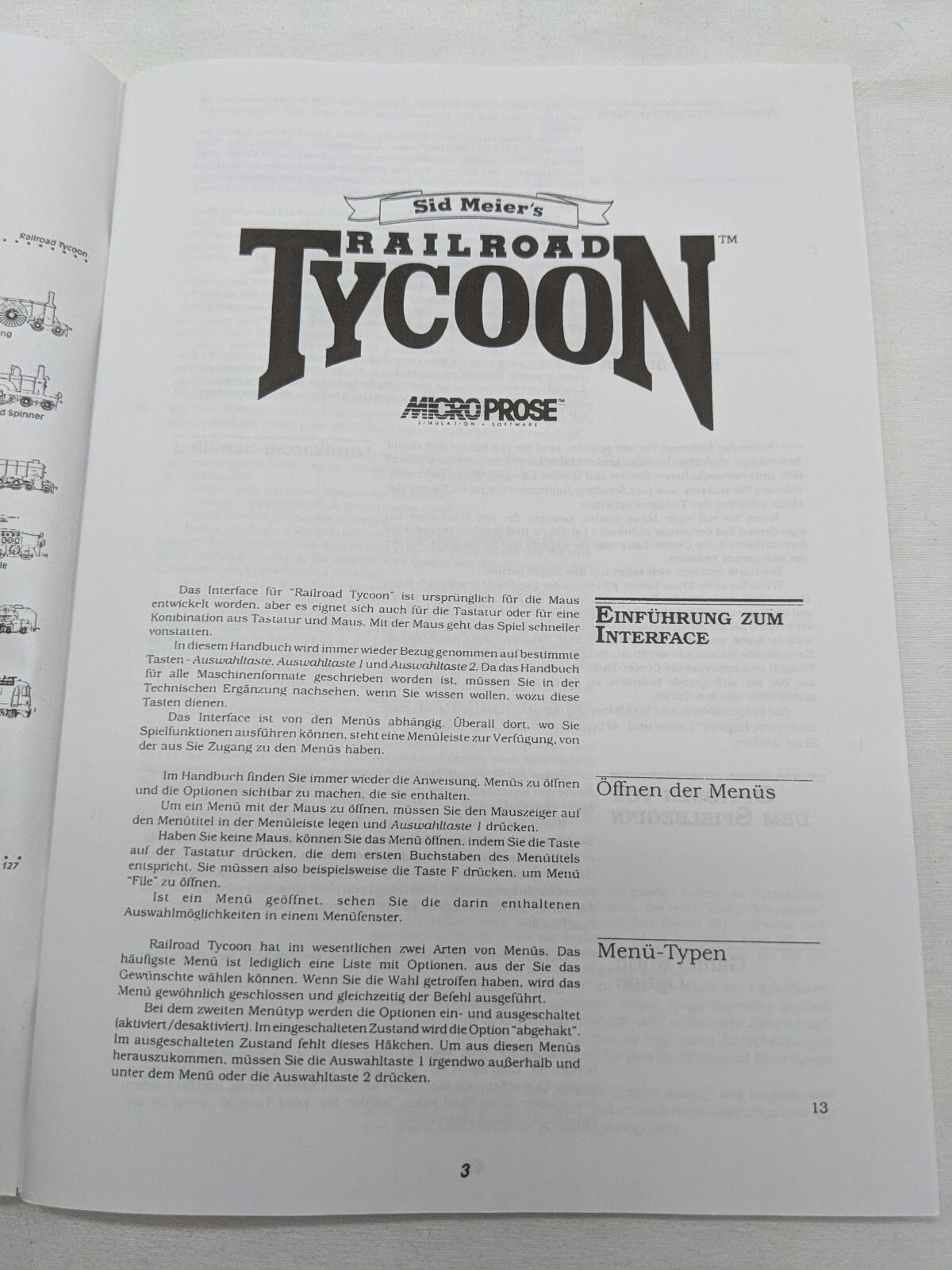 German Sid Meiers Railroad Tycoon Micro Prose Manual