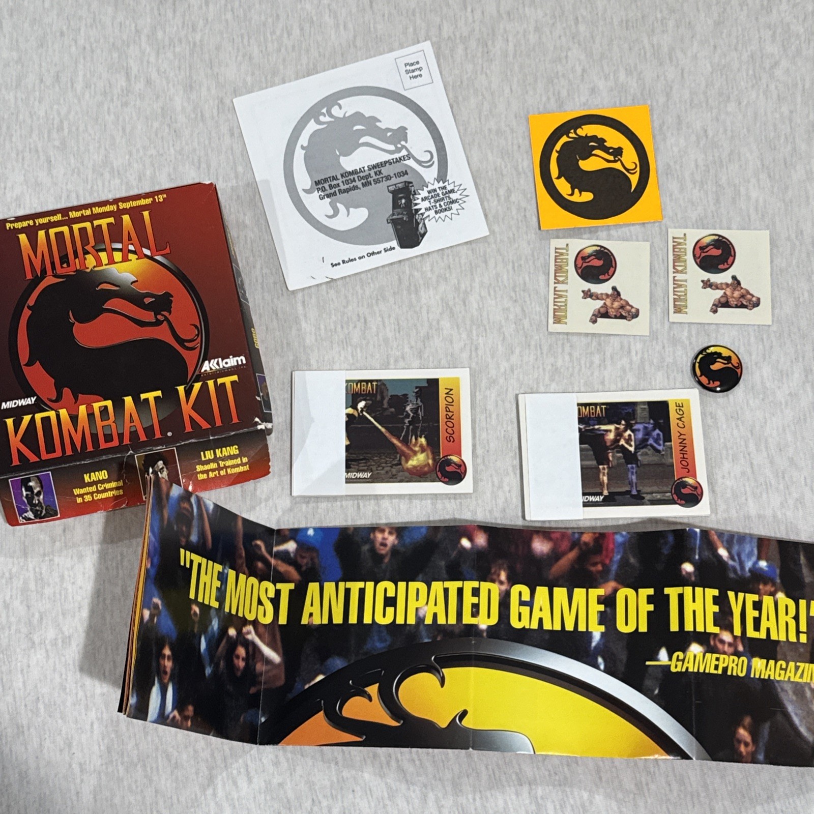 Super Rare 1992 Mortal Kombat Kit Midway Aklaim Pre Order at that time NES