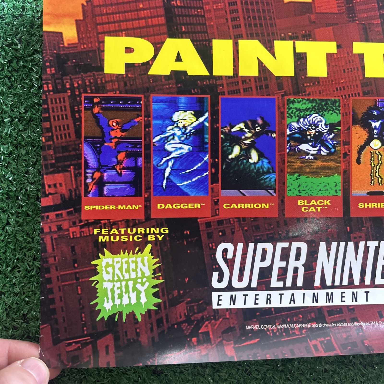 Spiderman Maximum Carnage 1994 Nintendo SNES Sega Store Promo Poster 22×28” RARE