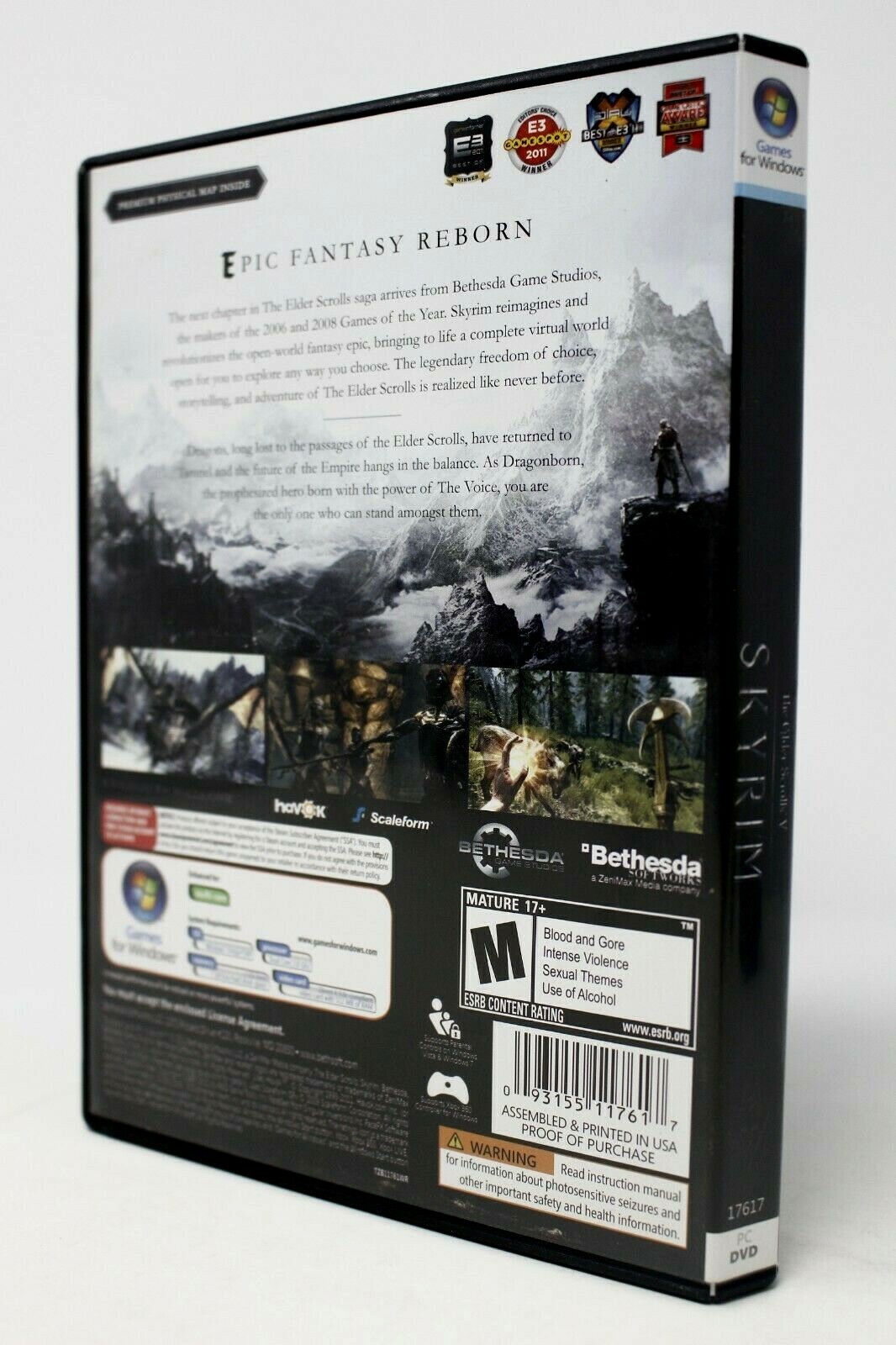 Elder Scrolls V: Skyrim – PC – Fantasy Role Playing Game – W/ User Manual