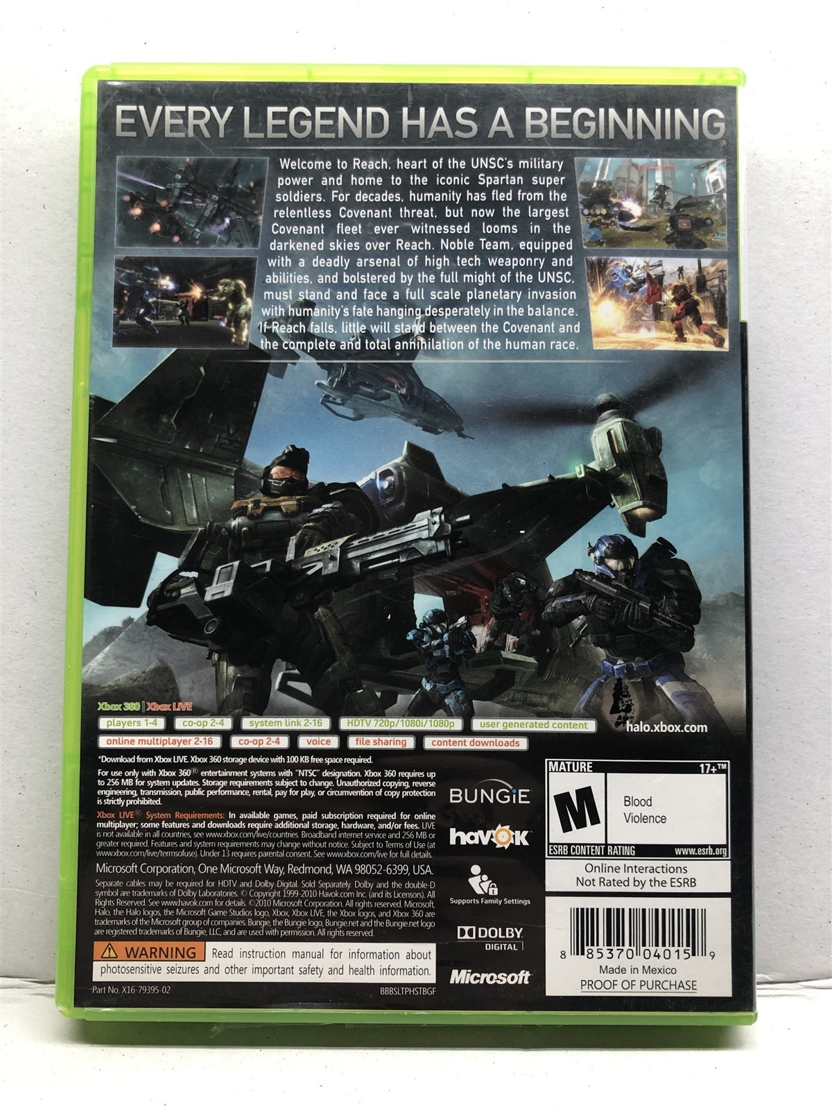 Halo Reach (Xbox 360, 2010) Complete w/ Manual – Tested Working