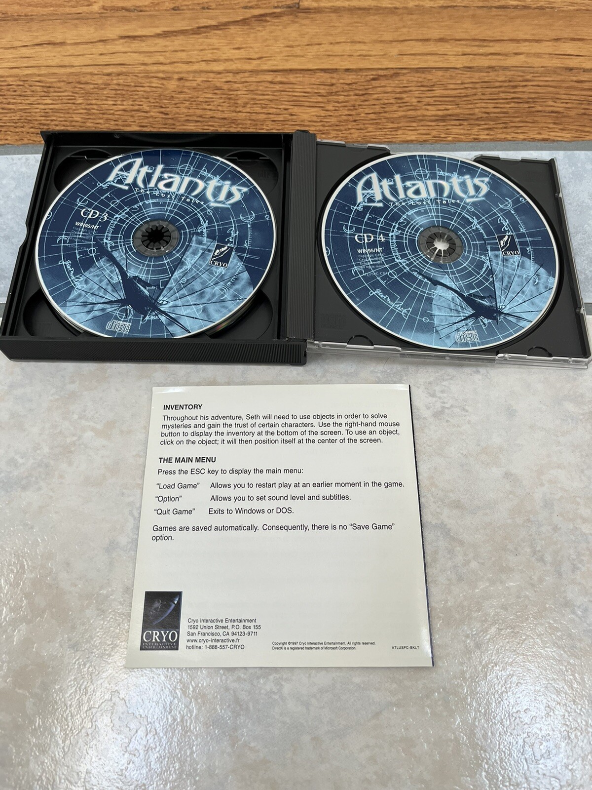Atlantis: The Lost Tales (PC, 1997, CD-ROM) Big Box Game 4- Discs w/Manual CRYO