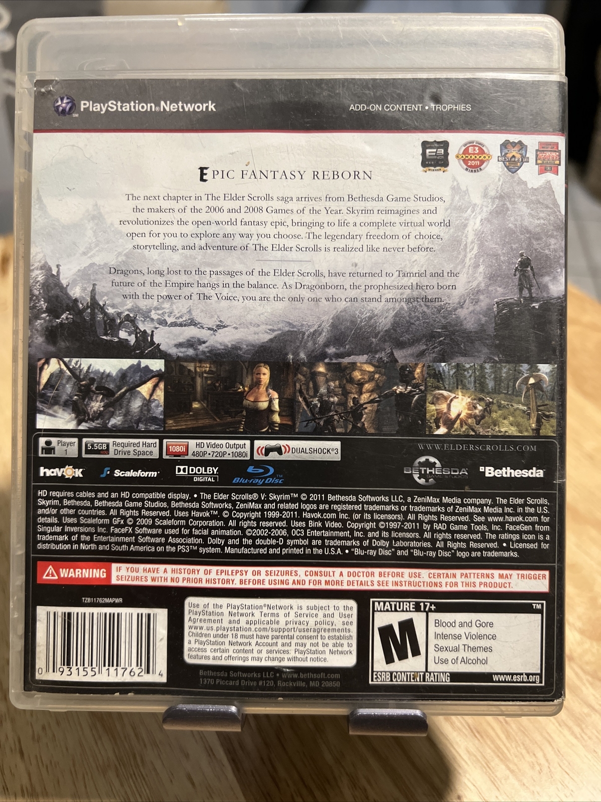 The Elder Scrolls V: Skyrim PlayStation 3 (PS3) Manual No Map