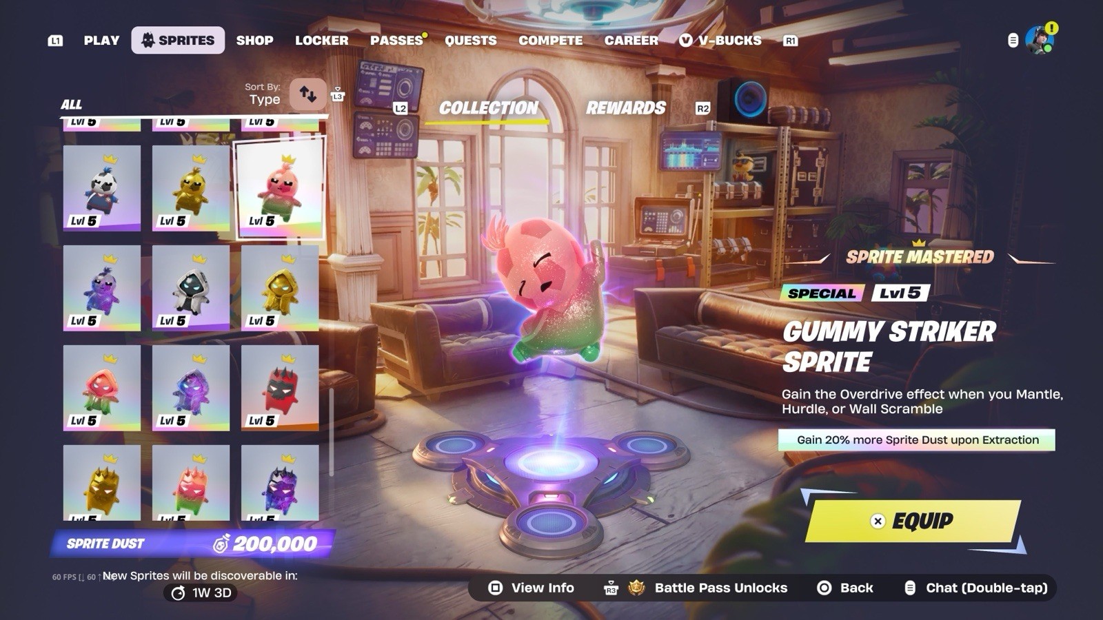 Fortnite Sprites All LVL 5 Normal, Gold, Gummy, Galaxy Sprites ALL MASTERED
