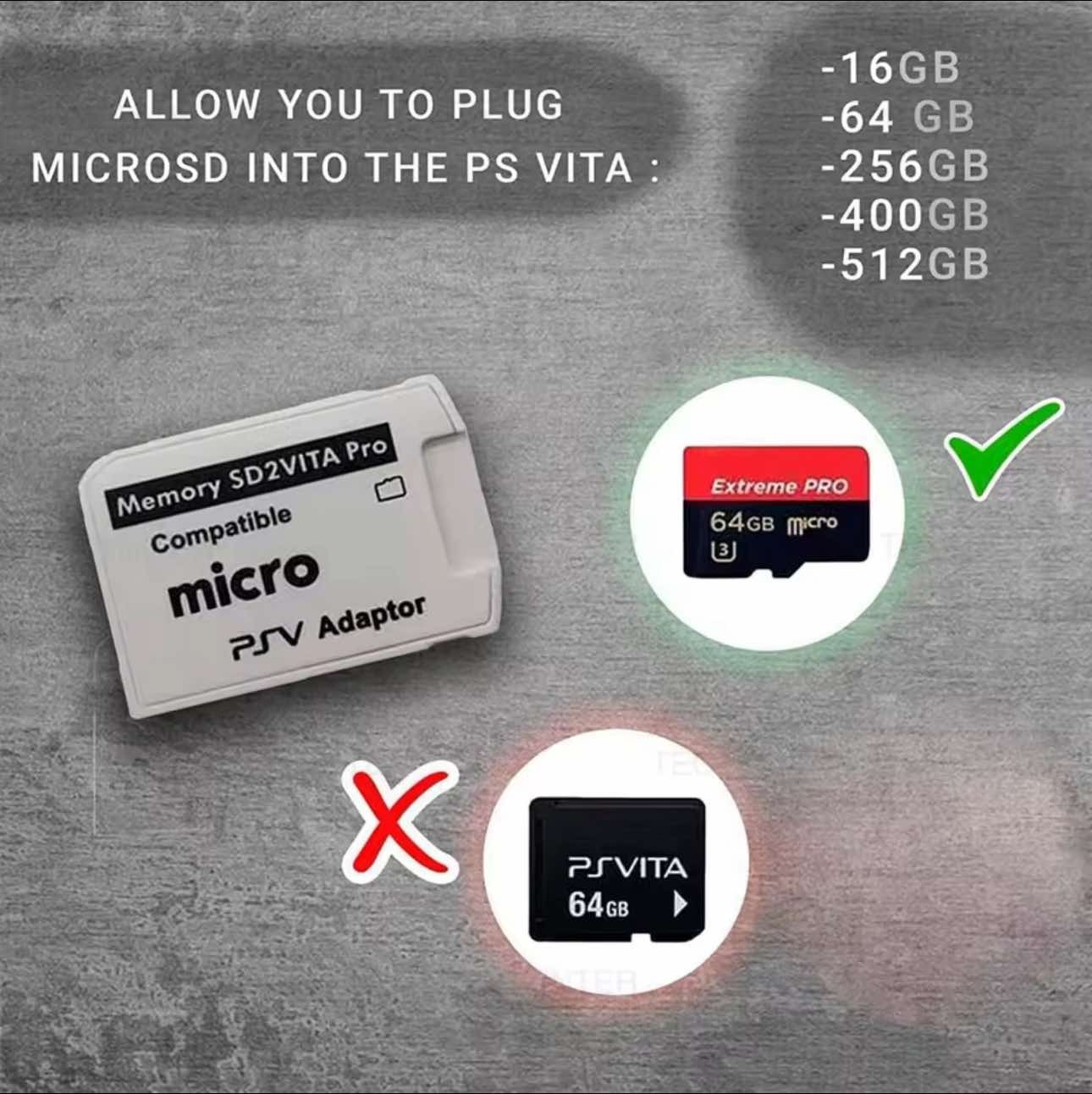 V5.0 SD2VITA Micro SD Vita Memory Card Pro Adapter PS PSV 1000/2000 – Fast Ship