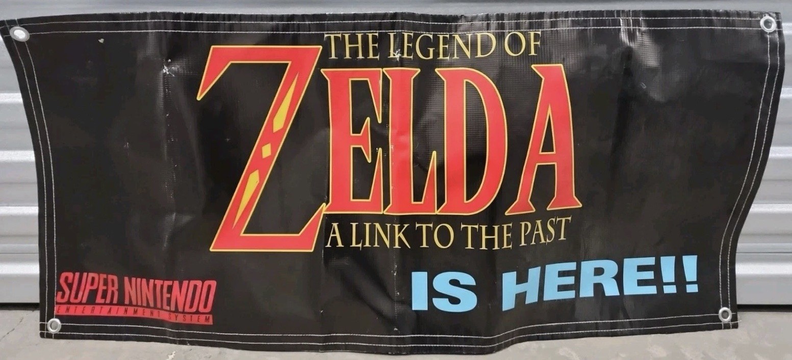 Legend of Zelda Store Display Banner SNES Super Nintendo Promo Standee Authentic
