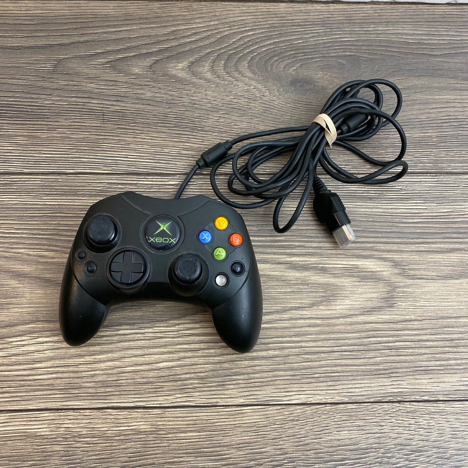 Original Xbox OEM S Type Black Controller with Breakaway Cable Tested.