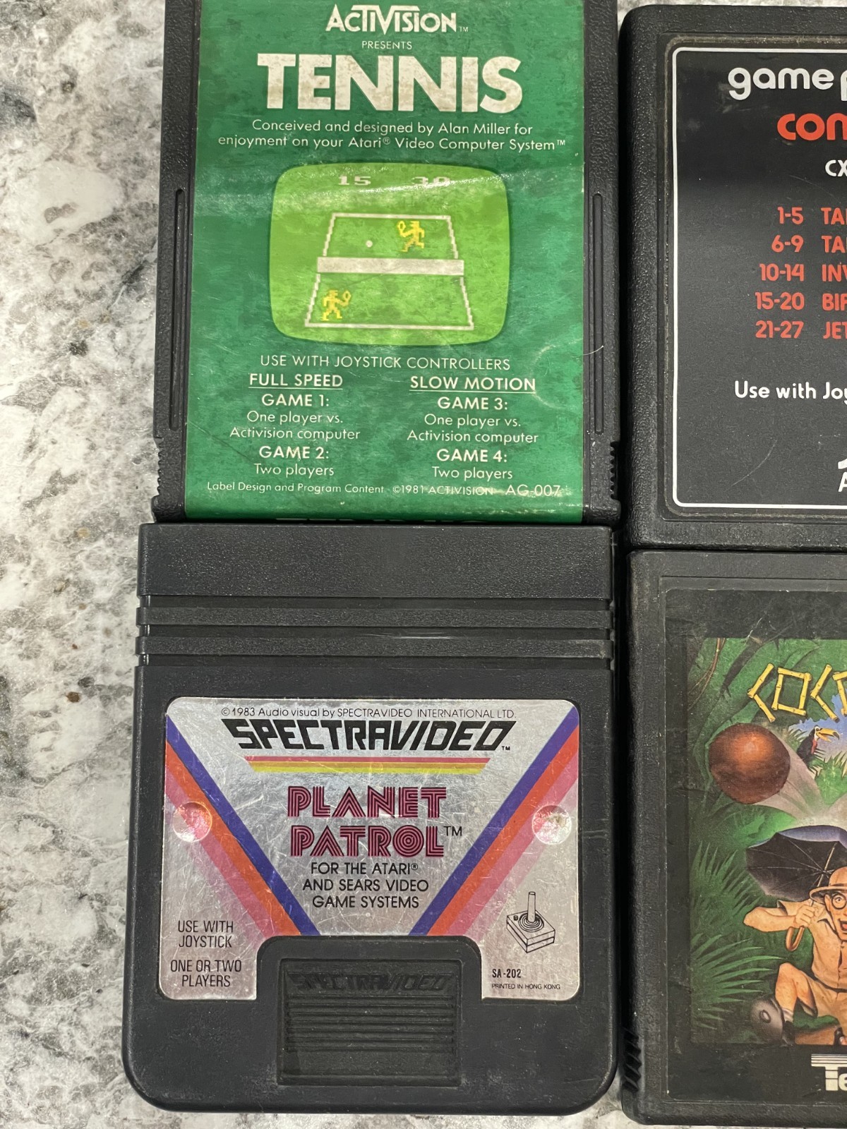Atari Game Lot of 6, Tennis, Combat, Vidtec Sneak, Spectravideo, Ect, Vintage