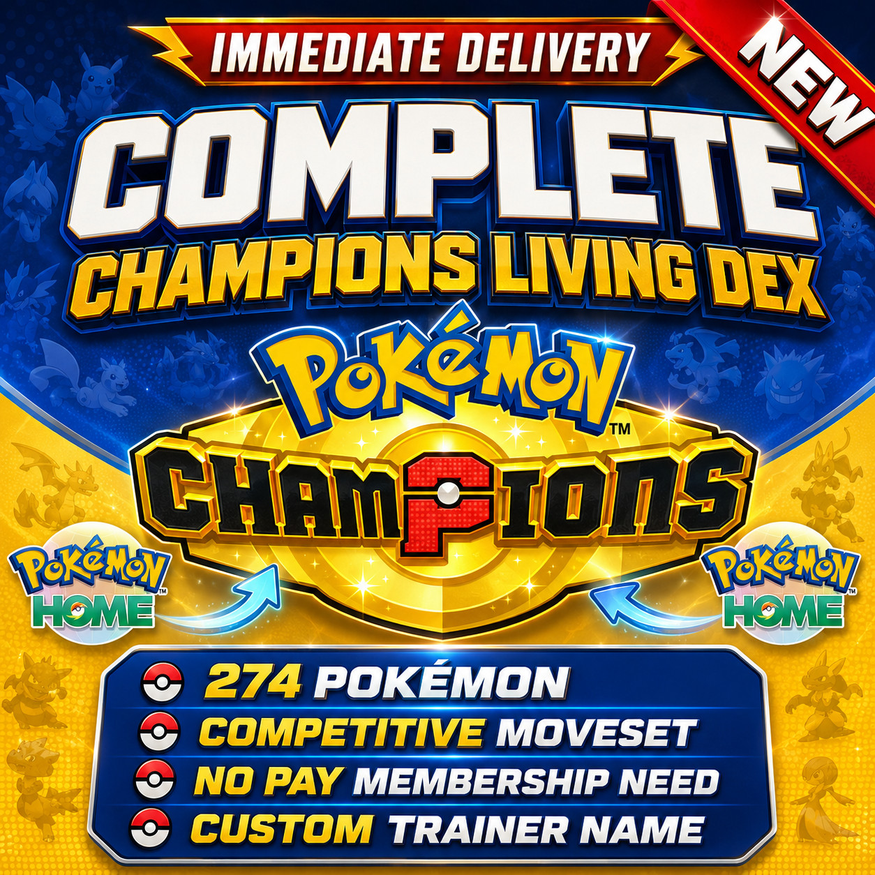 Pokémon Champions HOME Bundle | Shiny Living Dex 6IV Competitive Pokemon | ZA SV