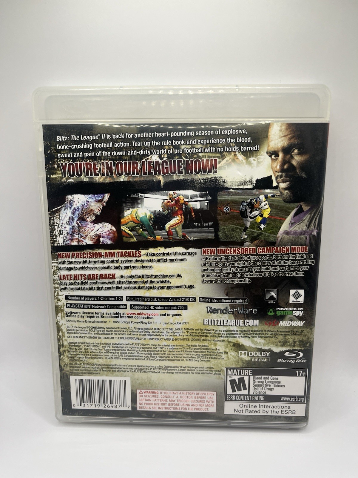 Blitz: The League II PS3 2008 M Rated NTSC-U/C Manual Included