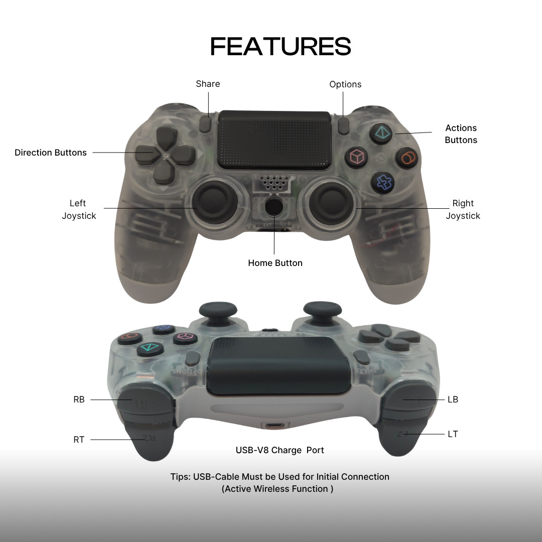 Universal Wireless Game Controller with Bluetooth, Dual Vibration & Free Thumbst