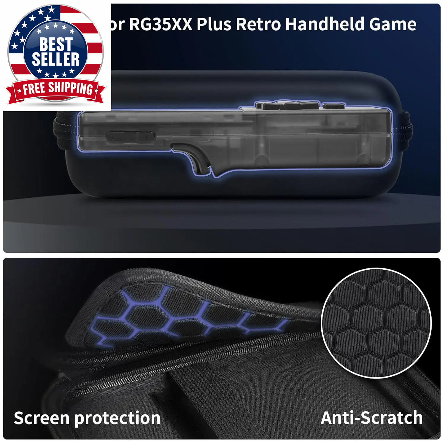 Travel Case Compatible with RG35XX/ Rg35Xx plus Retro Handheld Game Console, Han