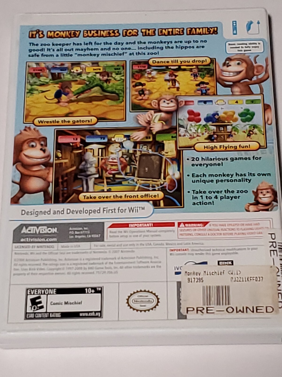 Monkey Mischief Party Time Nintendo Wii, 2008 Complete and Tested CIB