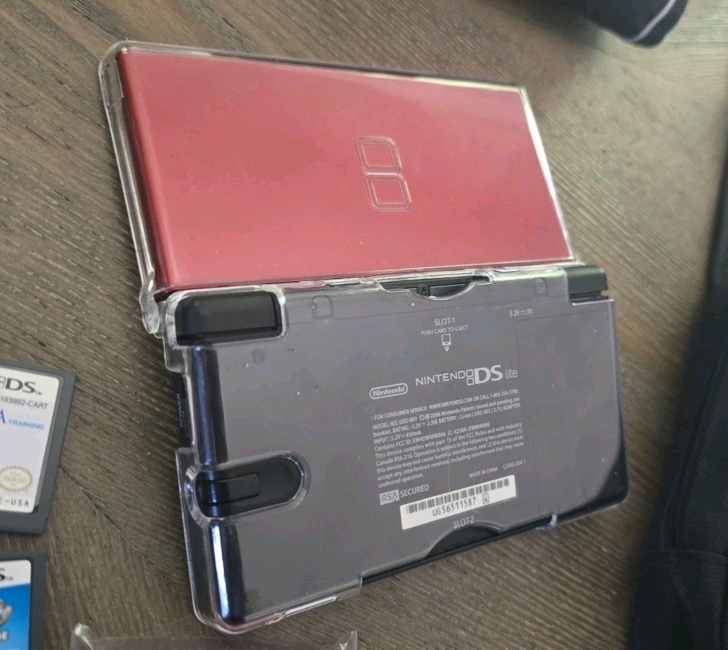 Nintendo DS Lite Black/Red, Games, Headphones, Chargers, Bags. Great Shape Read!