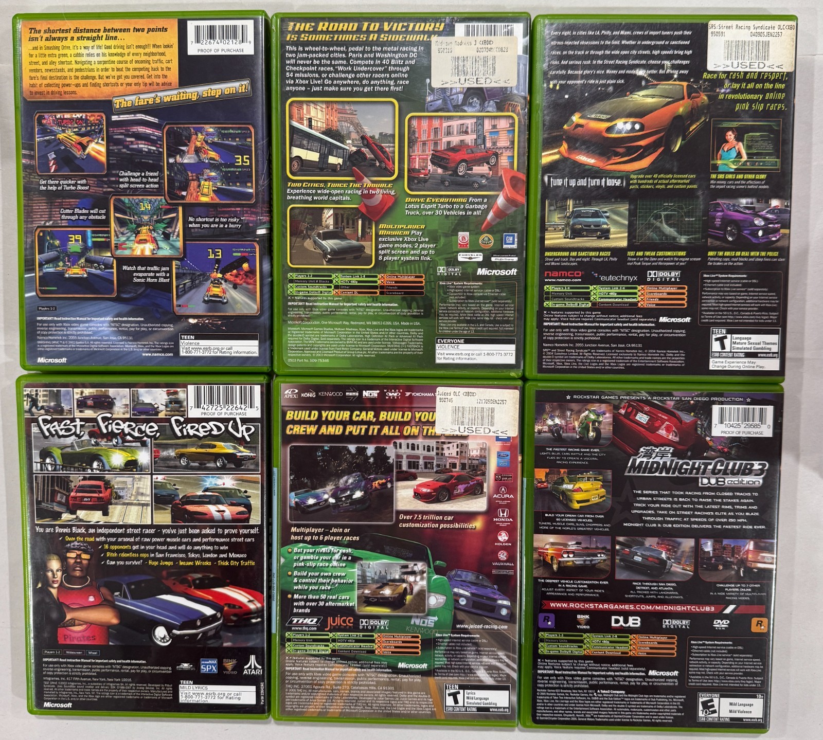 CIB Xbox Games Lot: Midnight Club 3 Dub Edition, SRS Street Racing Syndicate