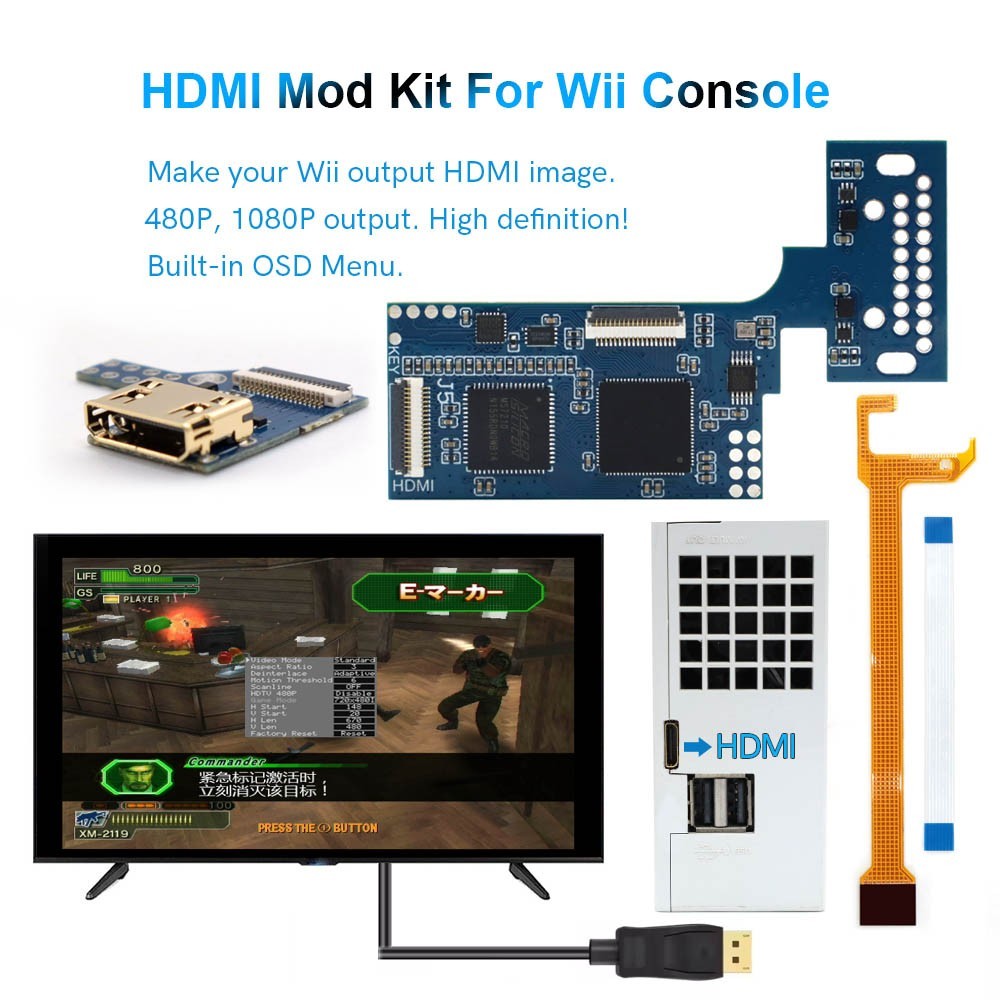 480P 1080P Internal Wii Digital HDMI Mod Digital to Digital HDMI Mod Kit For Wii