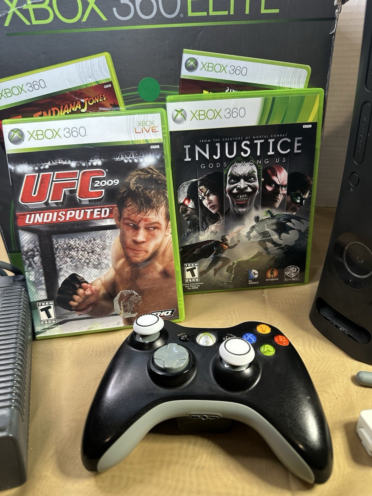 Xbox 360 Elite 120GB Black Console Bundle WiFi Adapter Games Lot Tested!
