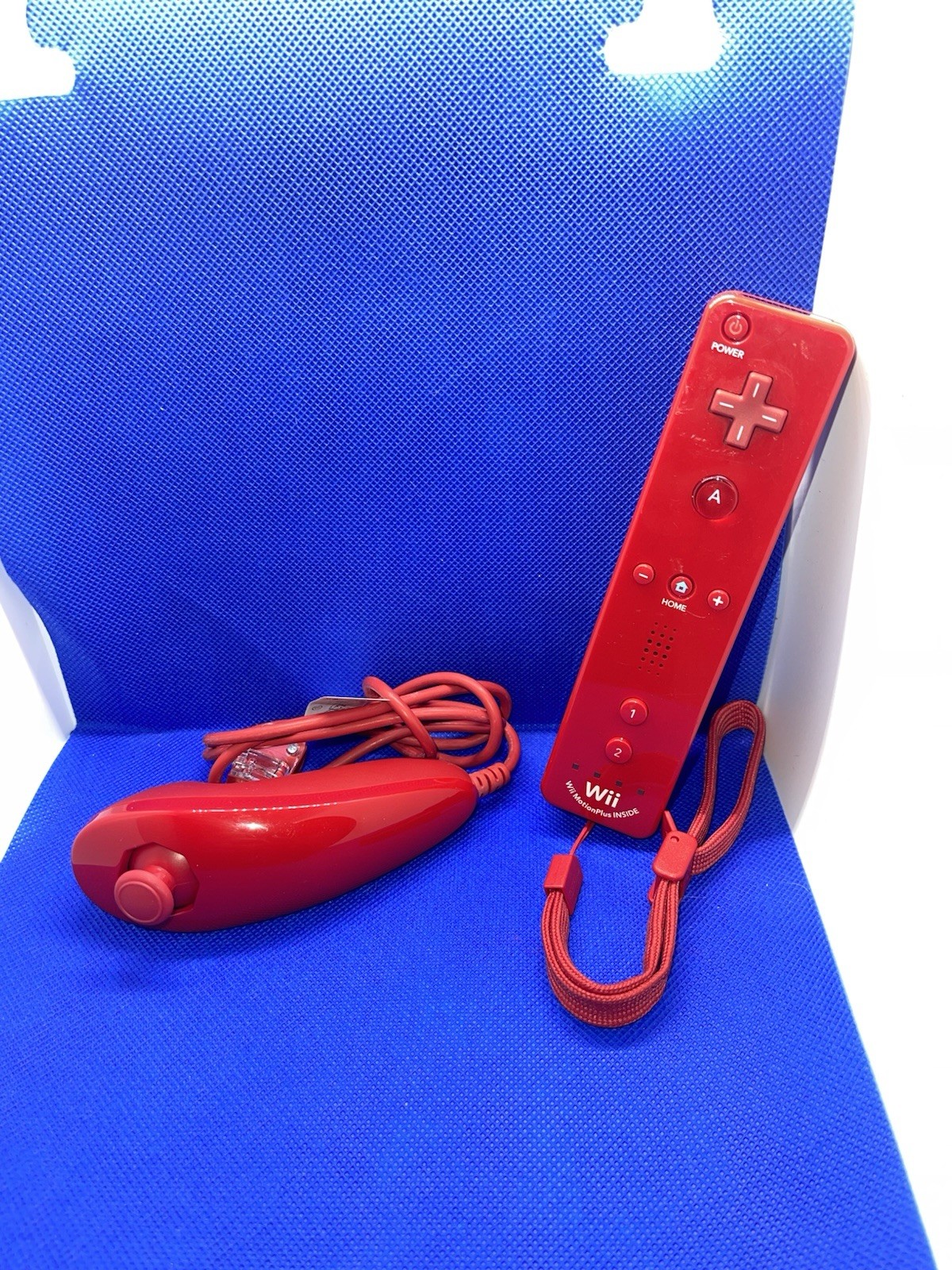 OEM Nintendo Wii & U Motion Plus Remote Controller Red RVL-036 with Nunchuck