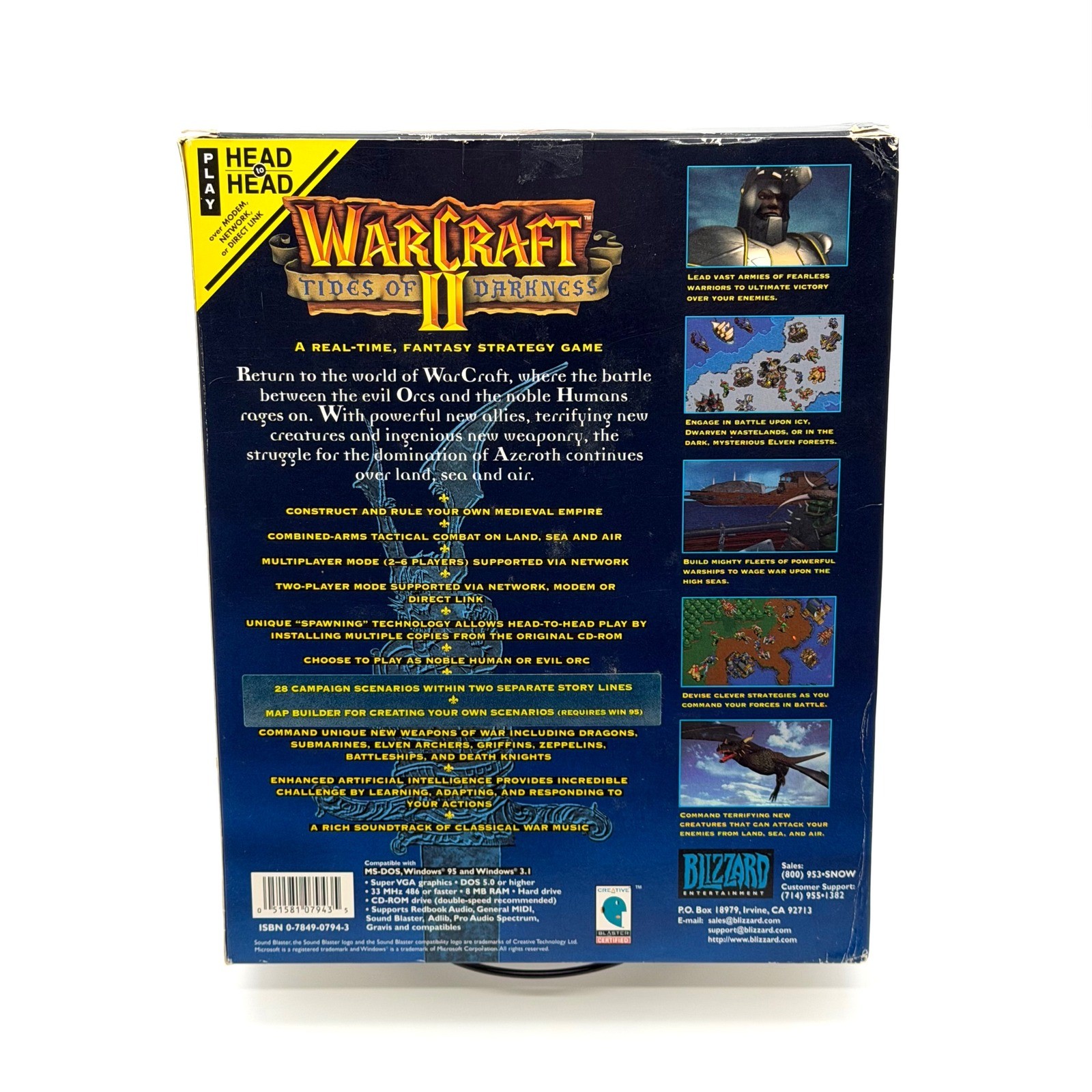 Warcraft II Tides of Darkness PC Big Box Vintage 1995 Blizzard Entertainment
