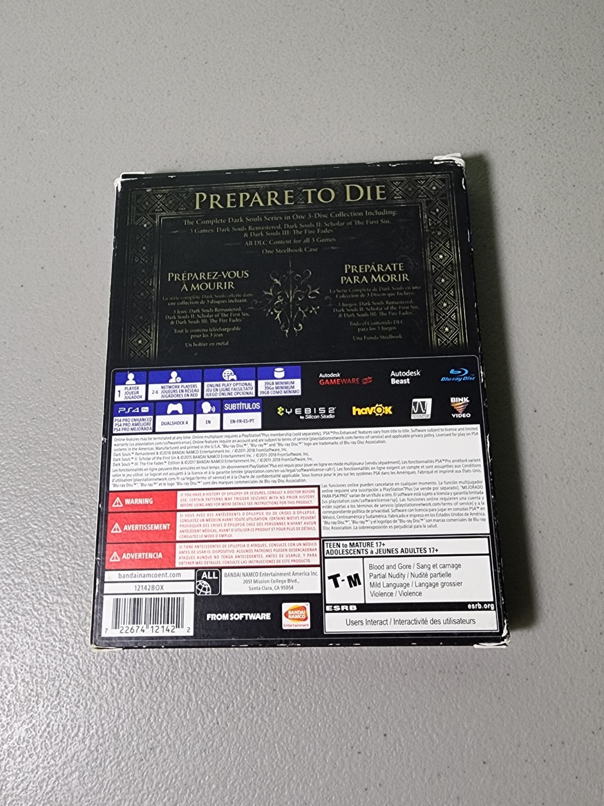 Dark Souls Trilogy 1 2 3 Steelbook CIB Complete w/ Cover PS4 Sony PlayStation 4