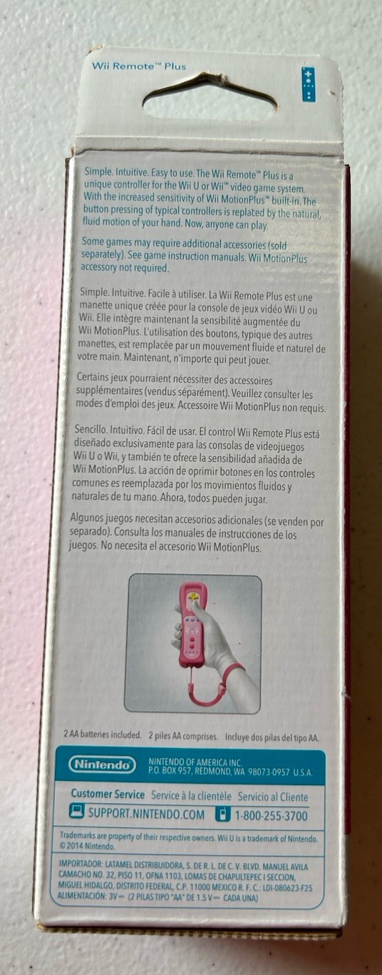 NIB Princess Peach Wii/ Wii U With Motion Plus Nintendo Remote Wiimote Pink NEW