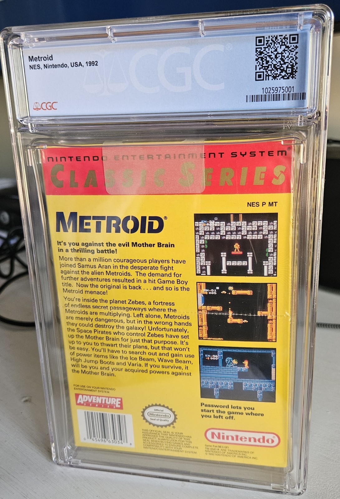 Metroid Yellow VARIANT 1992 (Oval SoQ R) Nintendo CGC 9.4 A+ NEW Sealed H Seam