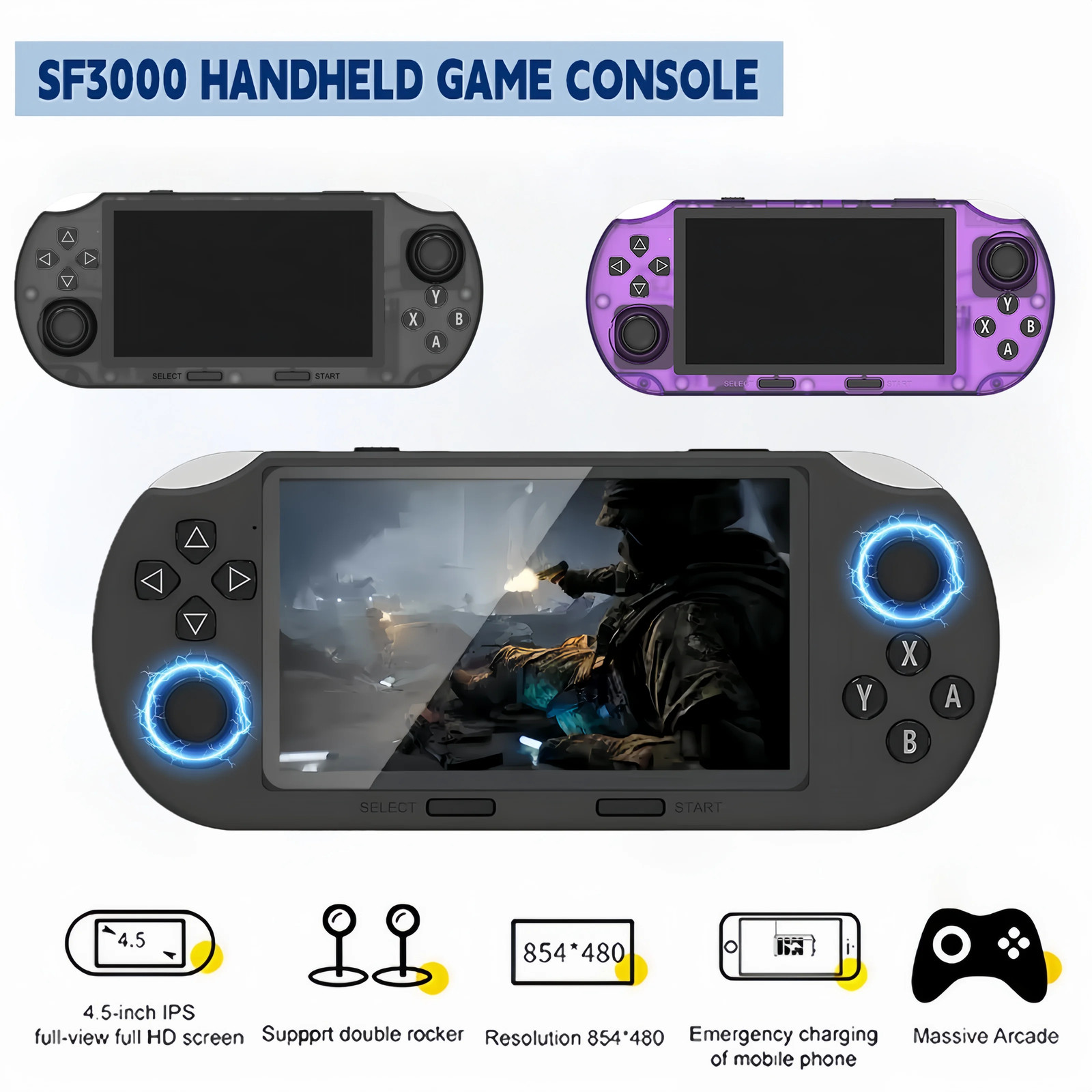 SF3000 Retro Handheld Video Game Console Classic Games Pocket Player with 4.5