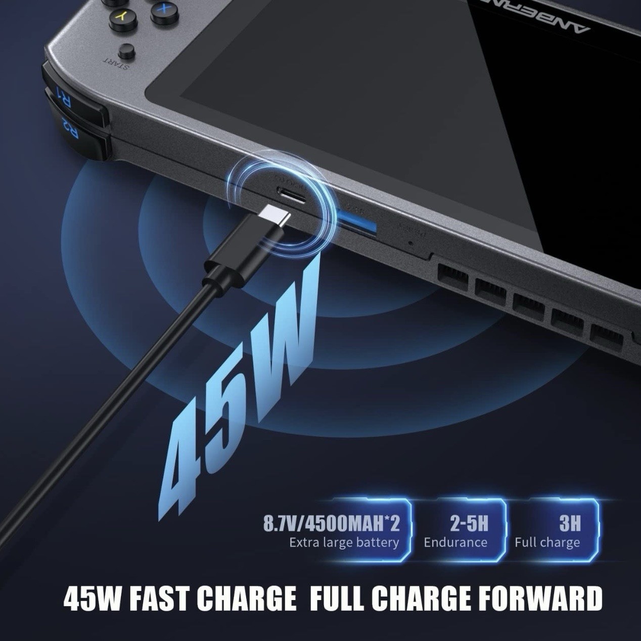 Anbernic Win600 Handheld Gaming Console Gray Steam OS USB-C Fast Charging