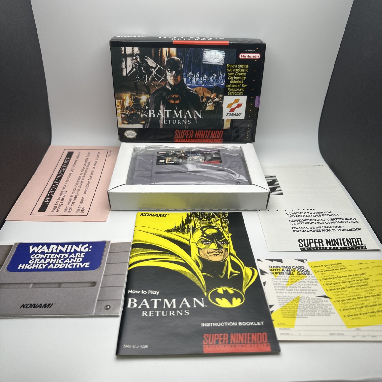 Batman Returns Super Nintendo SNES Complete CIB Nice Box Very Good Condition