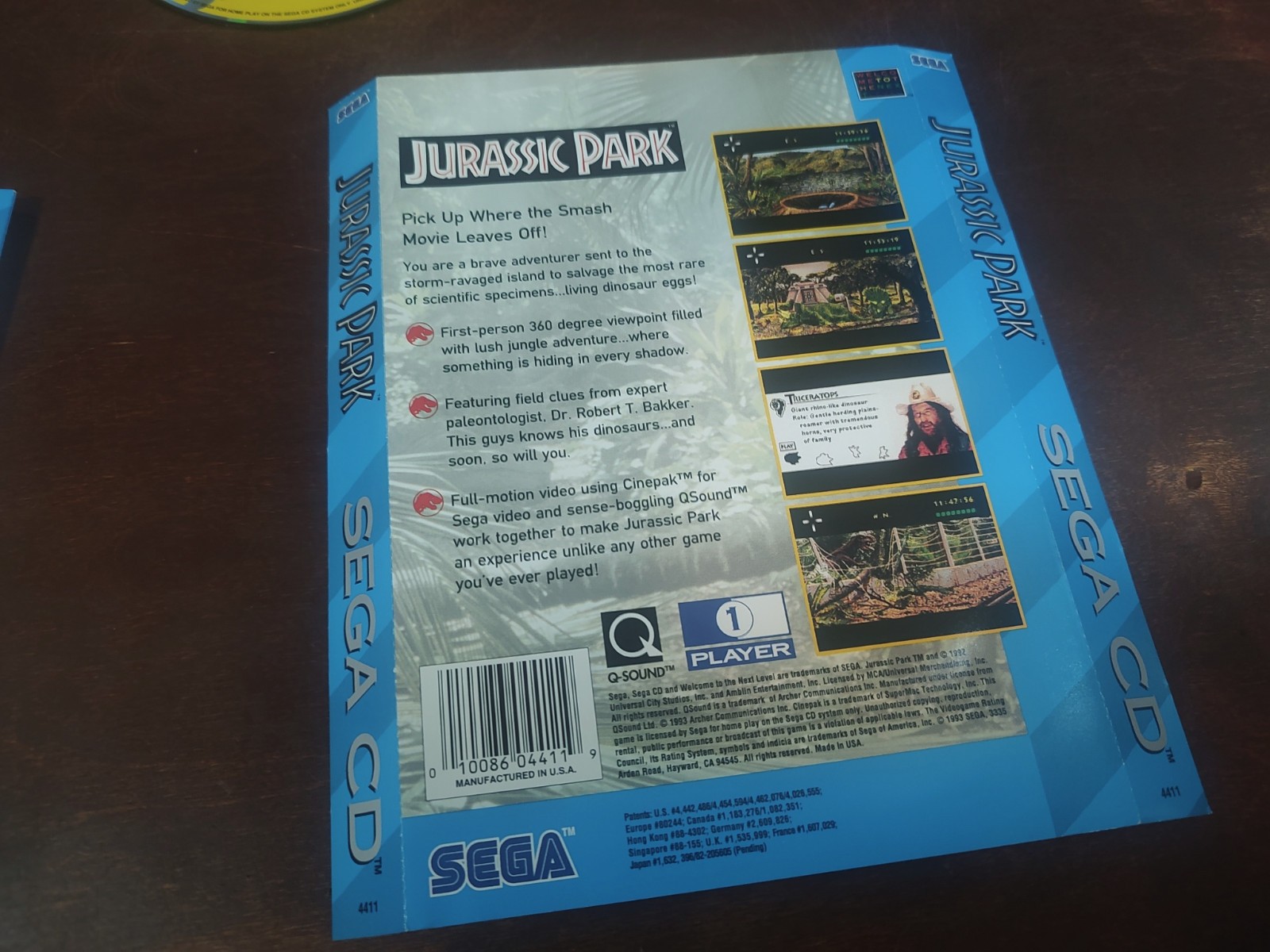 Jurassic Park 1992 Sega CD Video Game Excellent Condition TESTED
