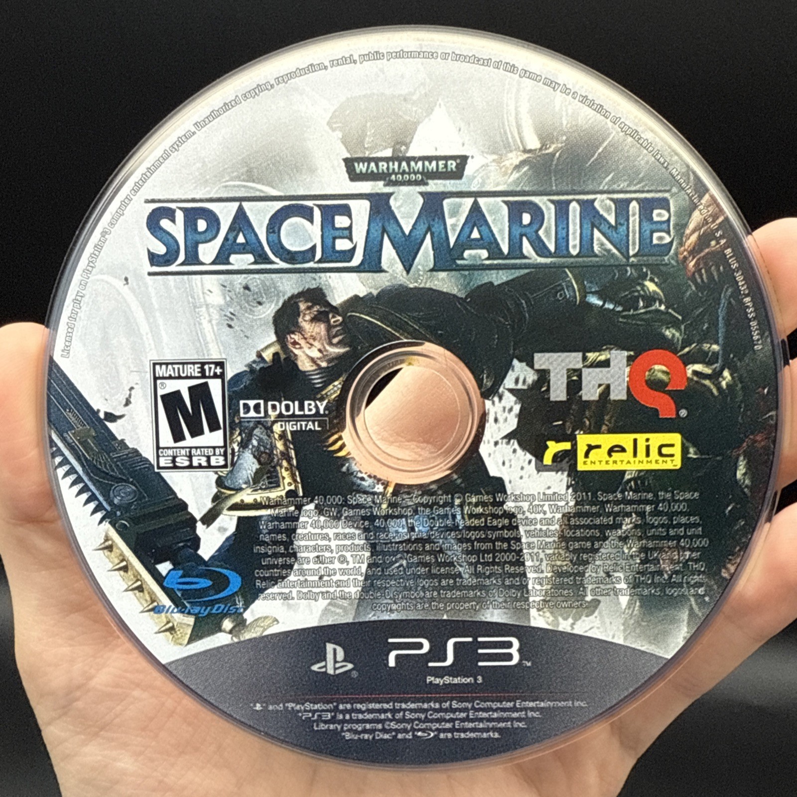 Warhammer 40,000: Space Marine (PlayStation 3 PS3, 2011) Disc Only Very Good