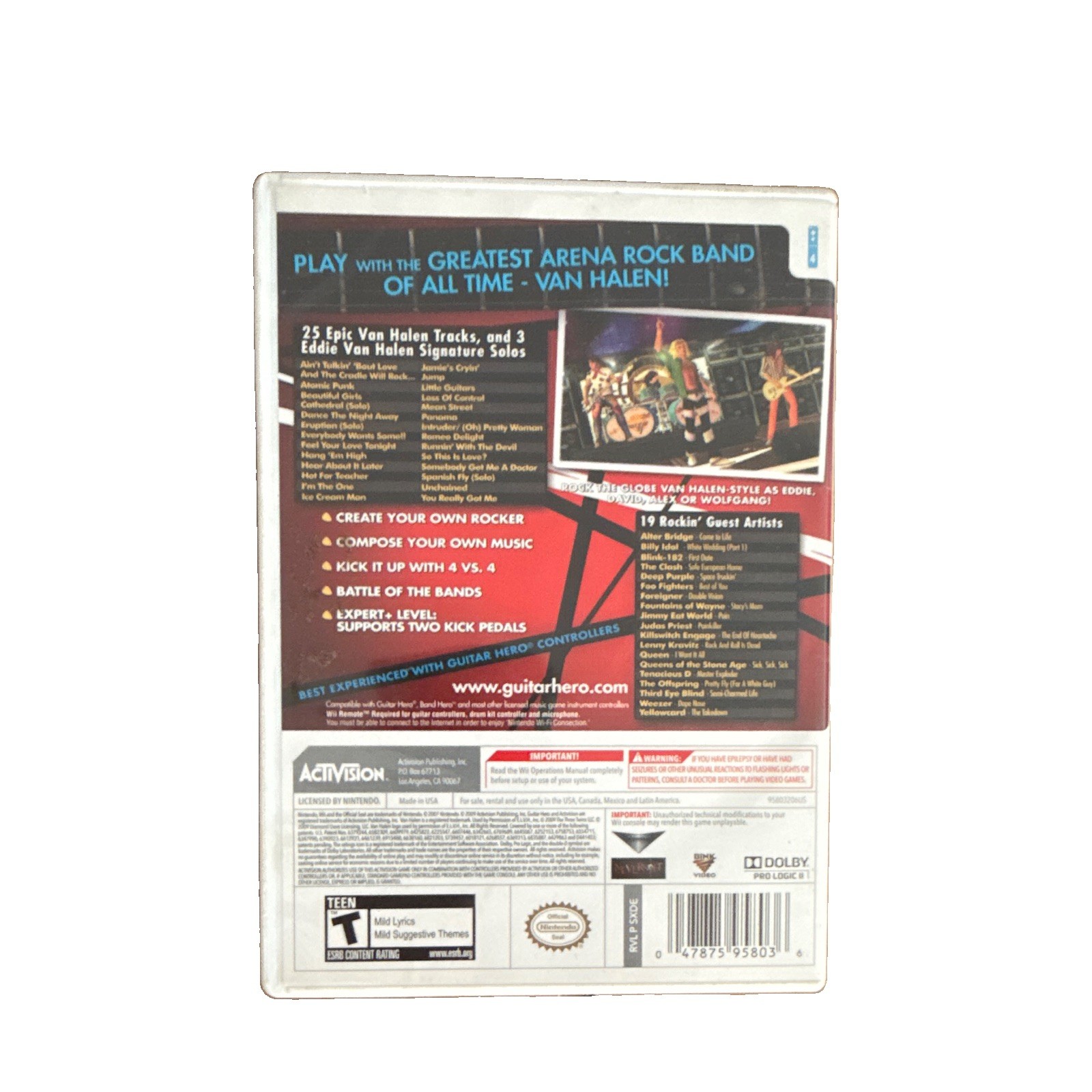Guitar Hero: Van Halen Nintendo Wii Activision NTSC-U/C Case Manual Included