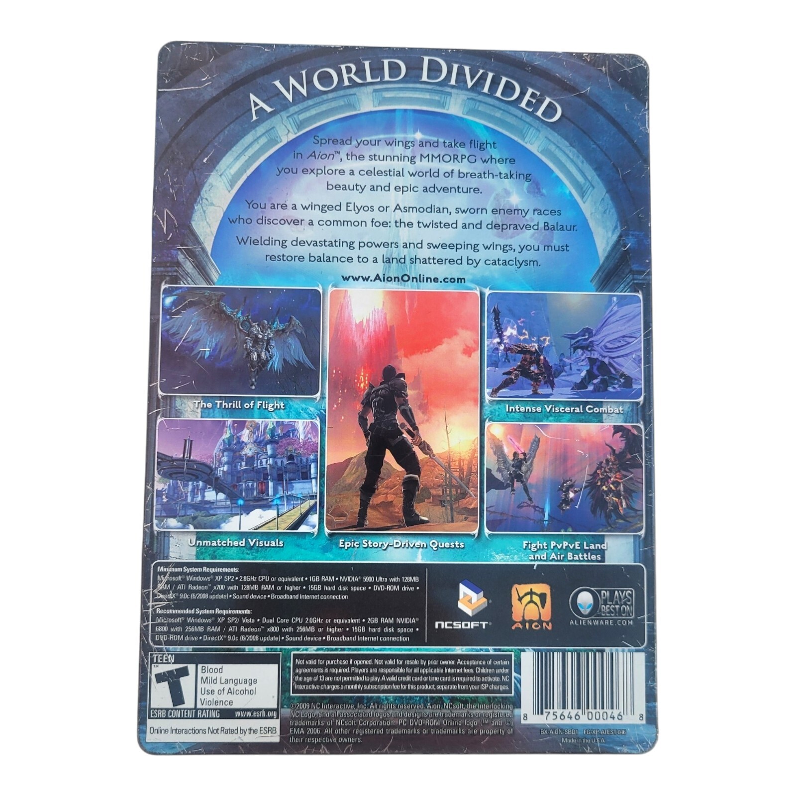 Aion PC DVD-ROM Online Game 2 Disc Manual 2009 CIB NCsoft Alienware TESTED Works